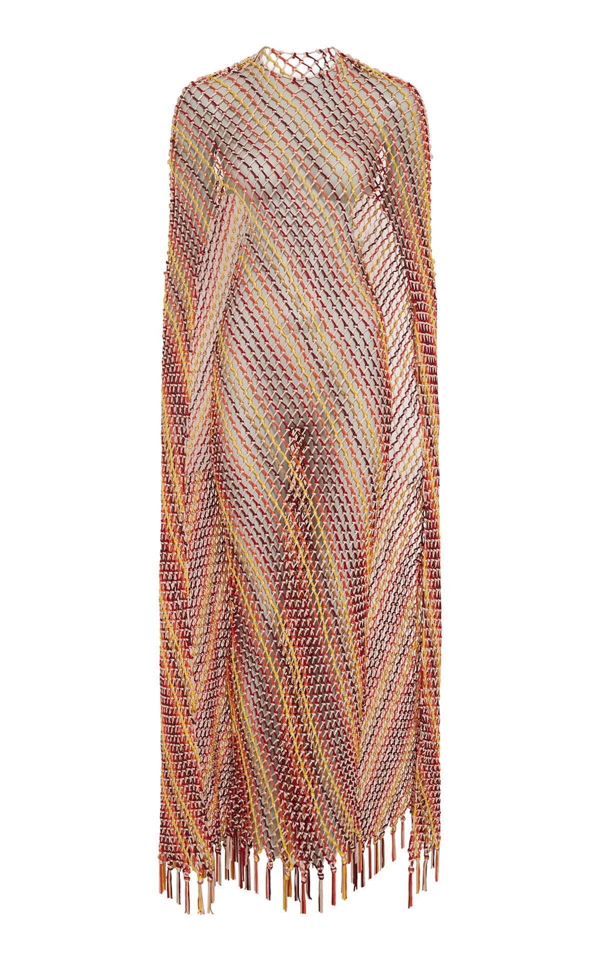 Matheia Fringe Macrame Maxi Dress in Multi Silk - 1