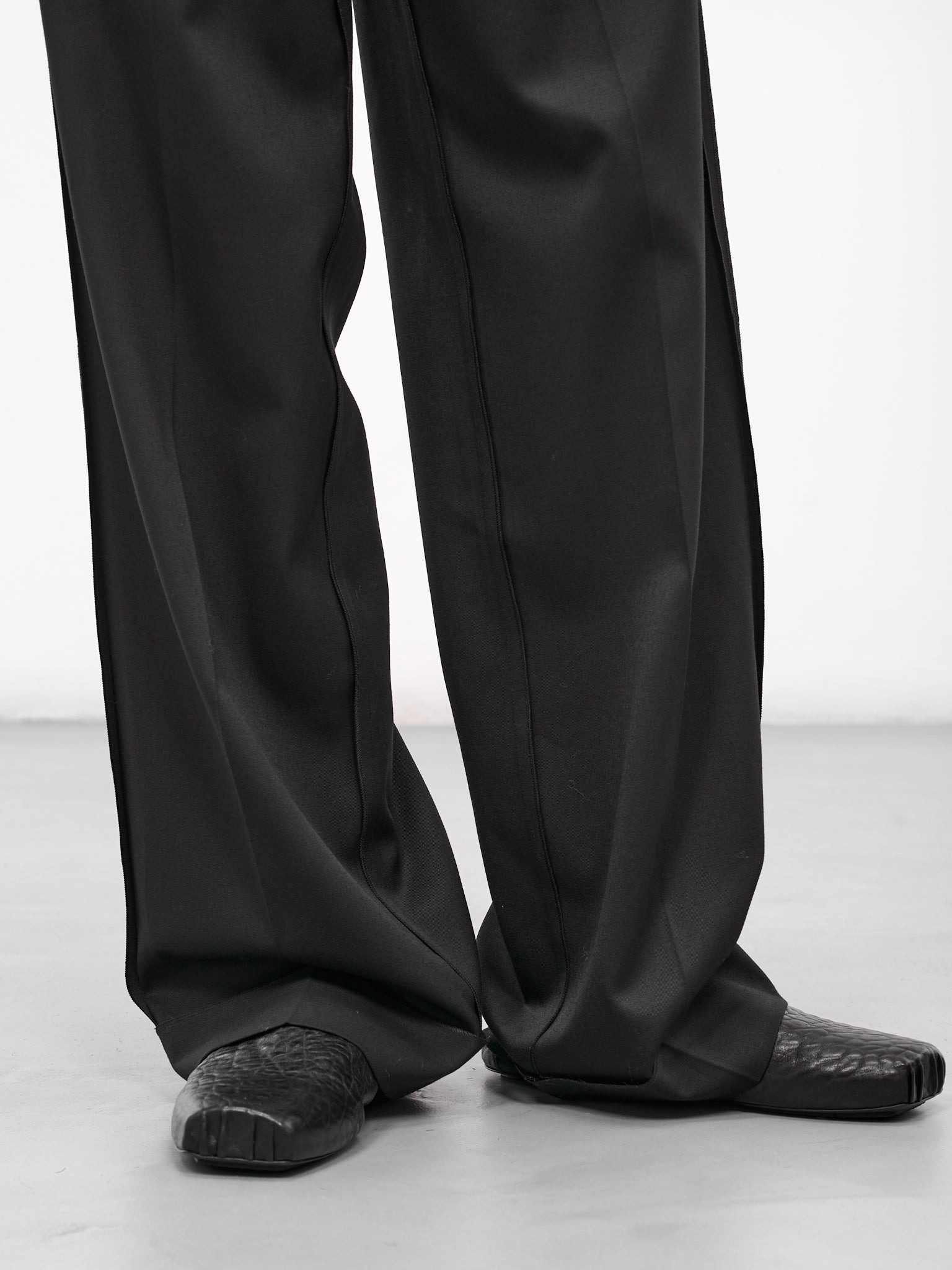 Black Wide Leg Tailored Trousers - 5