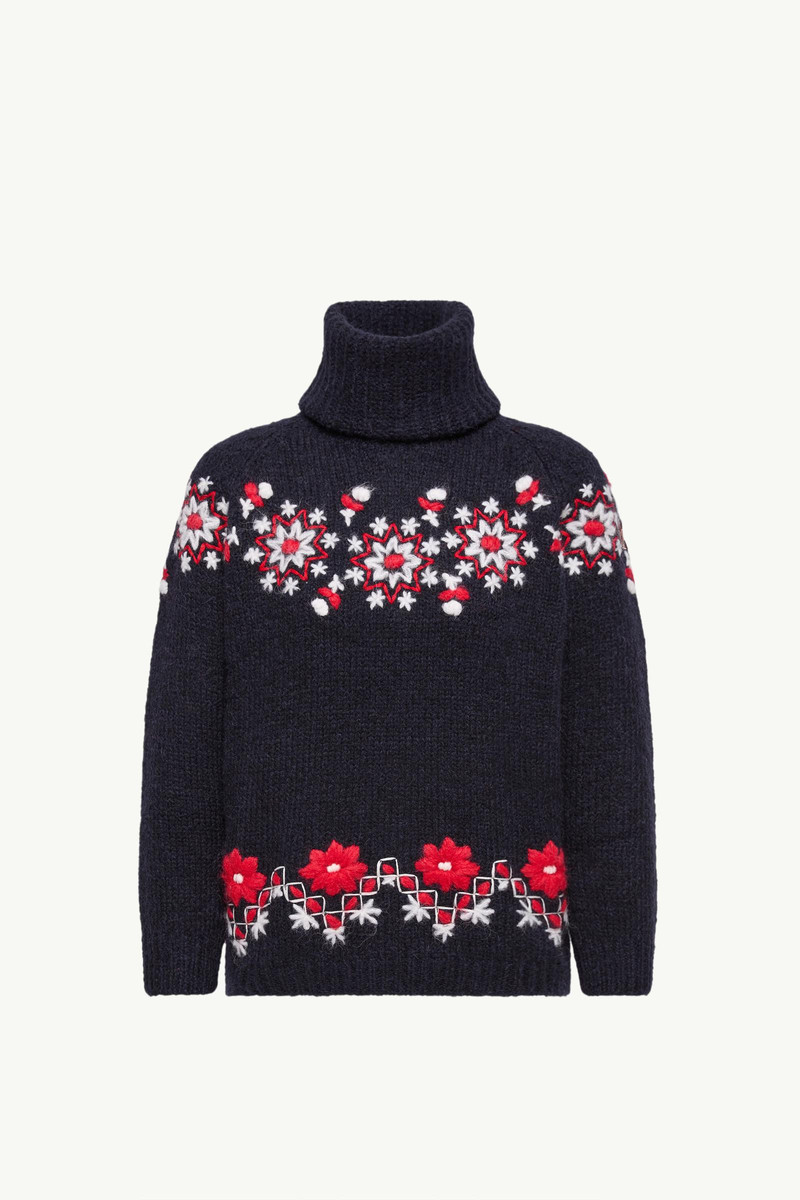 Hand-Embroidered Alpaca & Wool Turtleneck Sweater 1