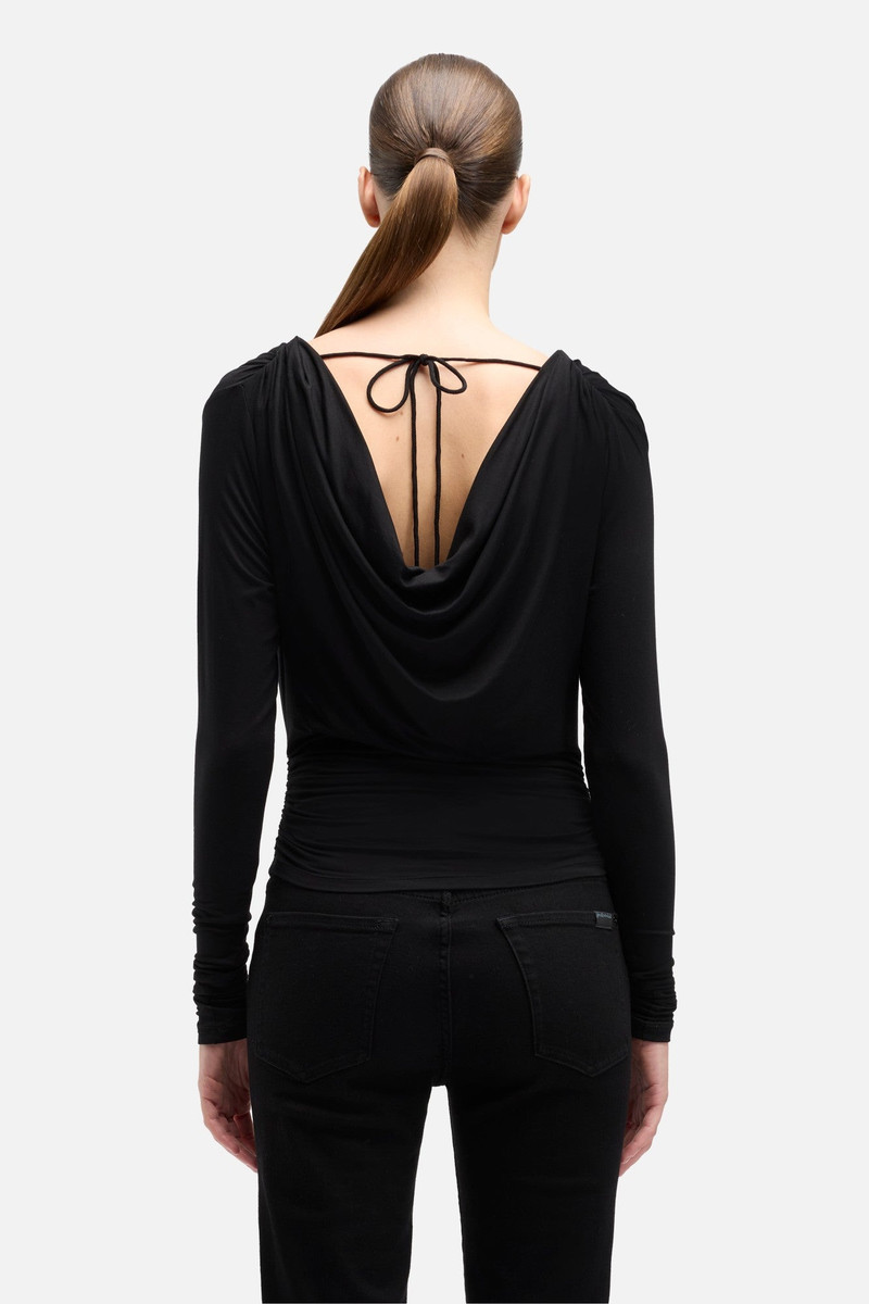 Long Sleeve Draped Top in Black 5