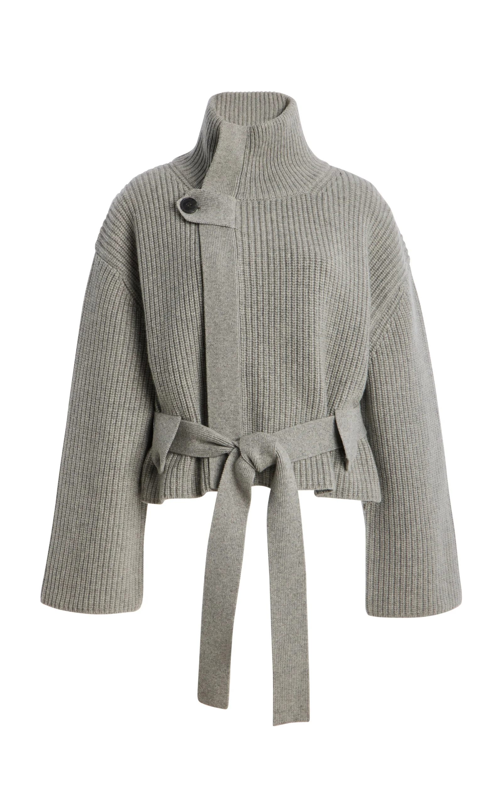 The Neal Belted Recycled-Cashmere-Blend Sweater grey - 1