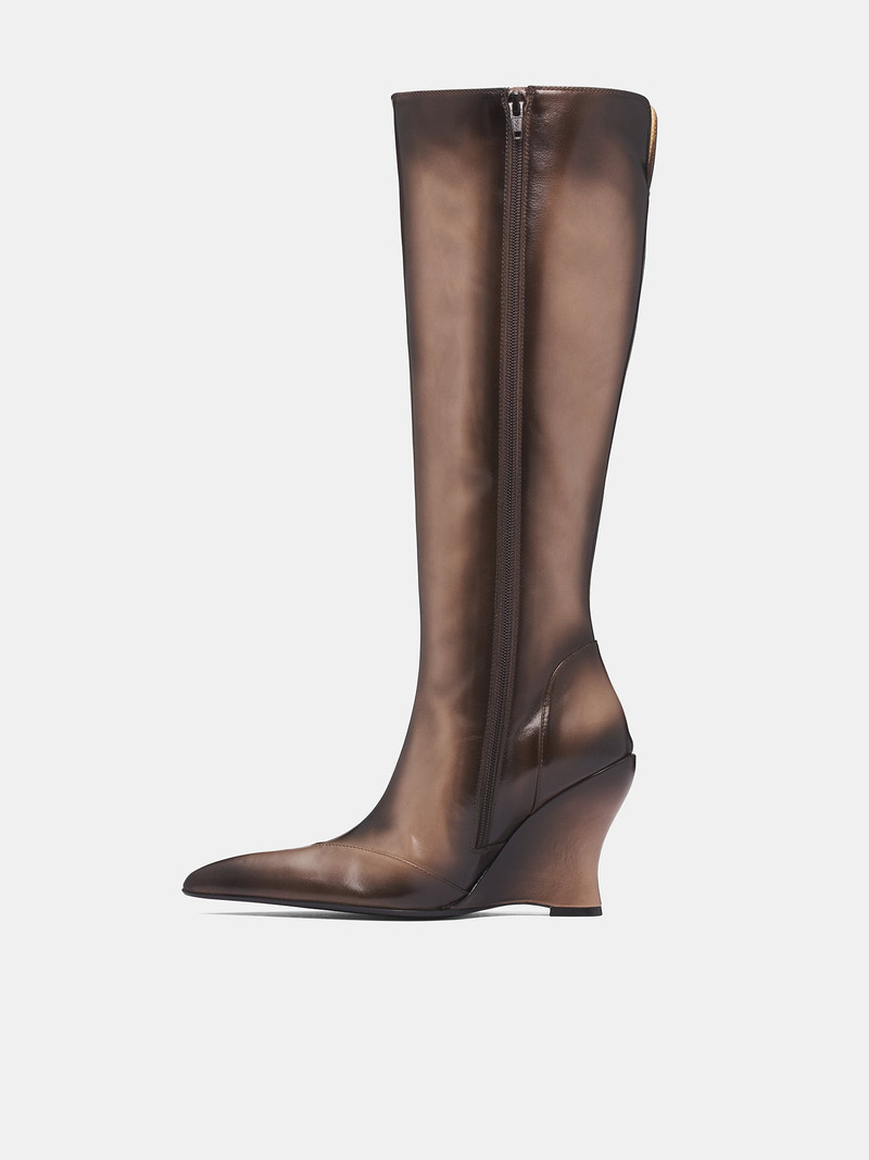 KNWLS Beige Calf-High Leather Sabaton Boots outlook