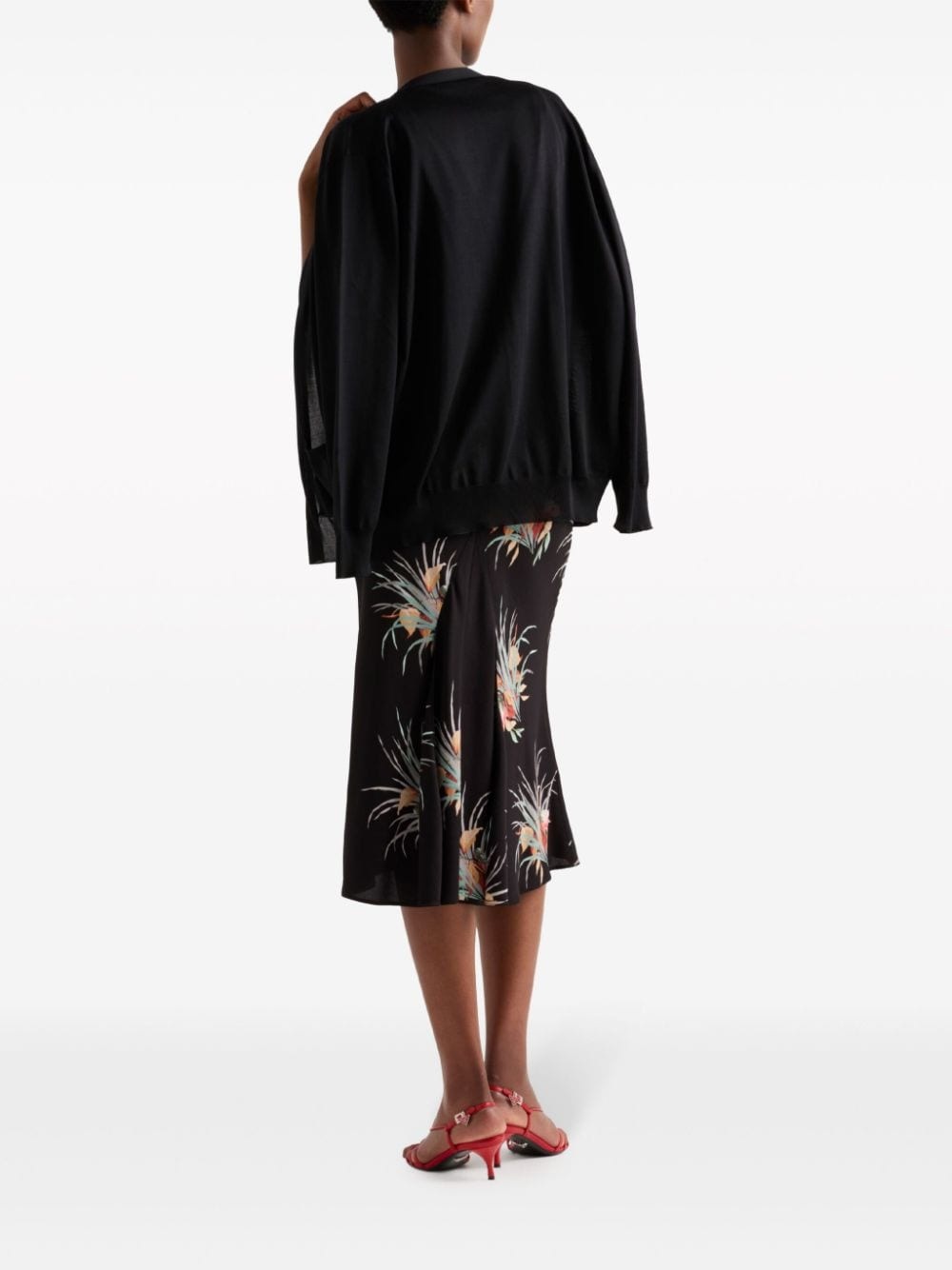 floral-jacquard midi dress - 3