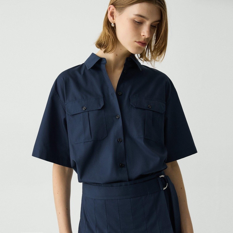Pleated Wrap Dress in Sleek Poplin 5