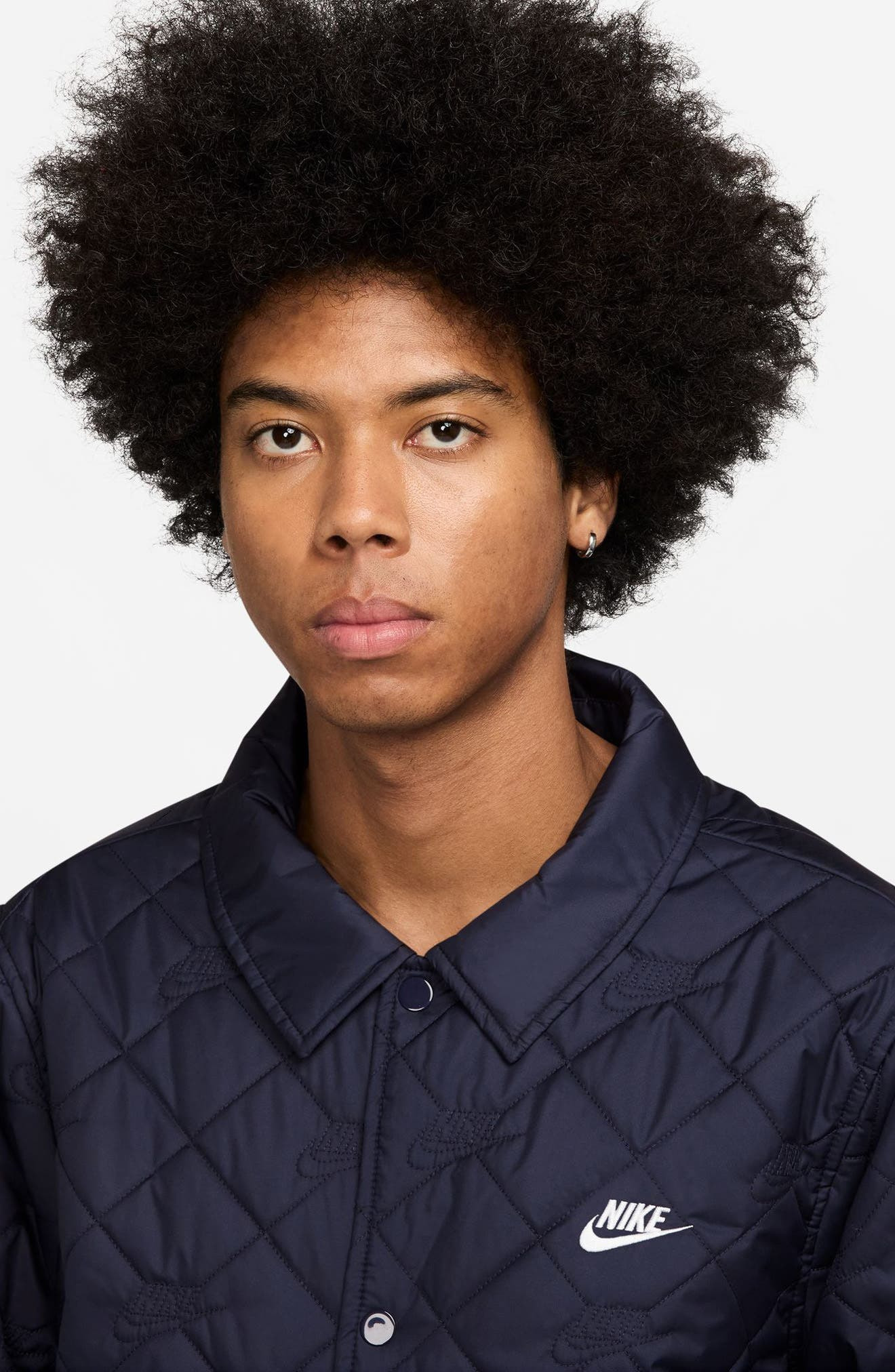 Nike Club Quilted Coach's Jacket in Obsidian/White at Nordstrom - 3