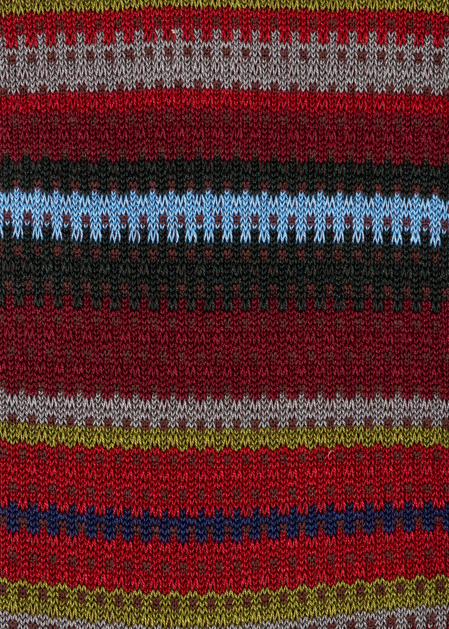 Dark Red Cotton-Blend Mixed Stripe Socks - 3