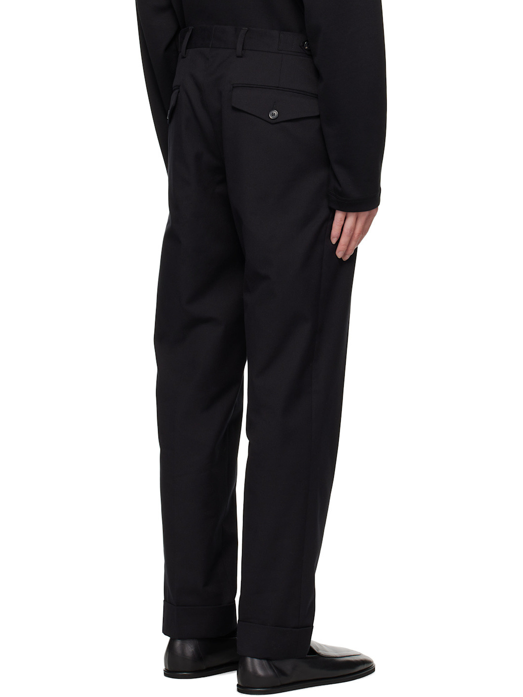 Black Button Tab Trousers - 3