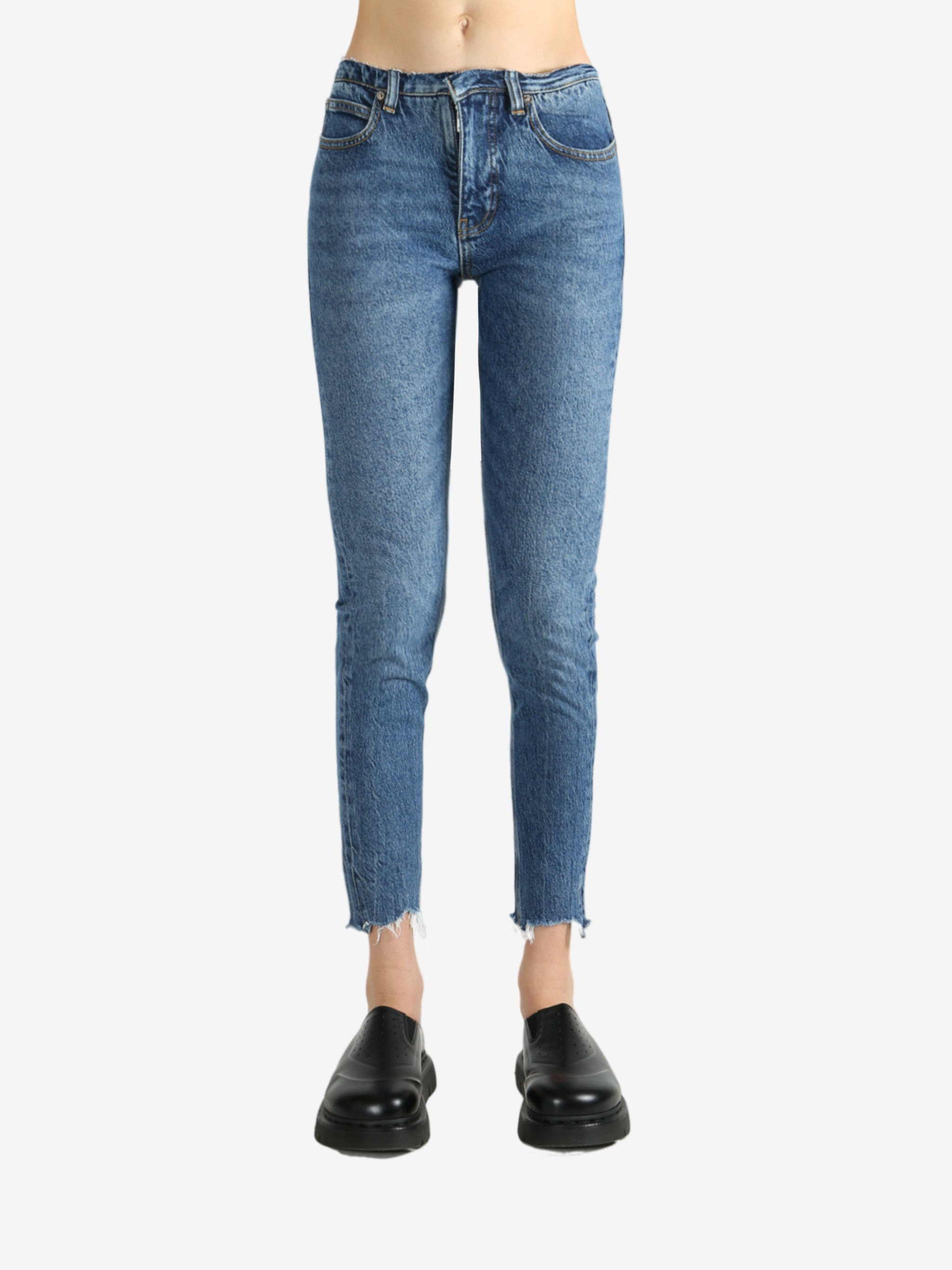 ALEXANDER WANG - Women Frayed Waistband Low Rise Skinny Jean - 1