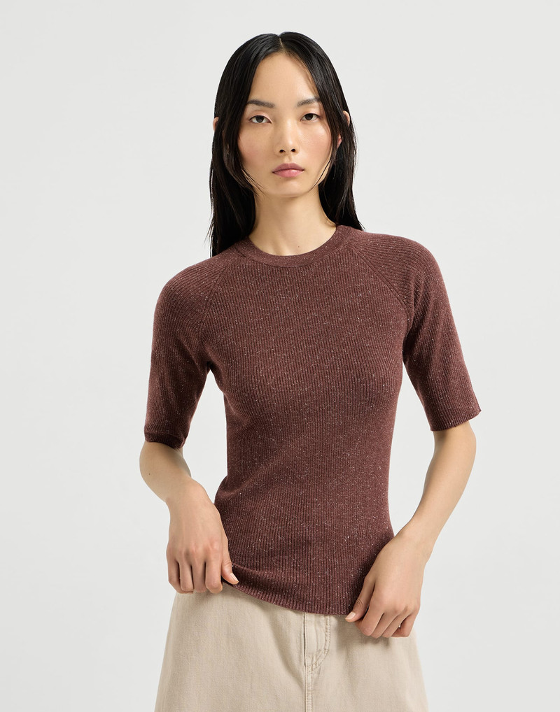 Sparkling cashmere lightweight rib sweater 2