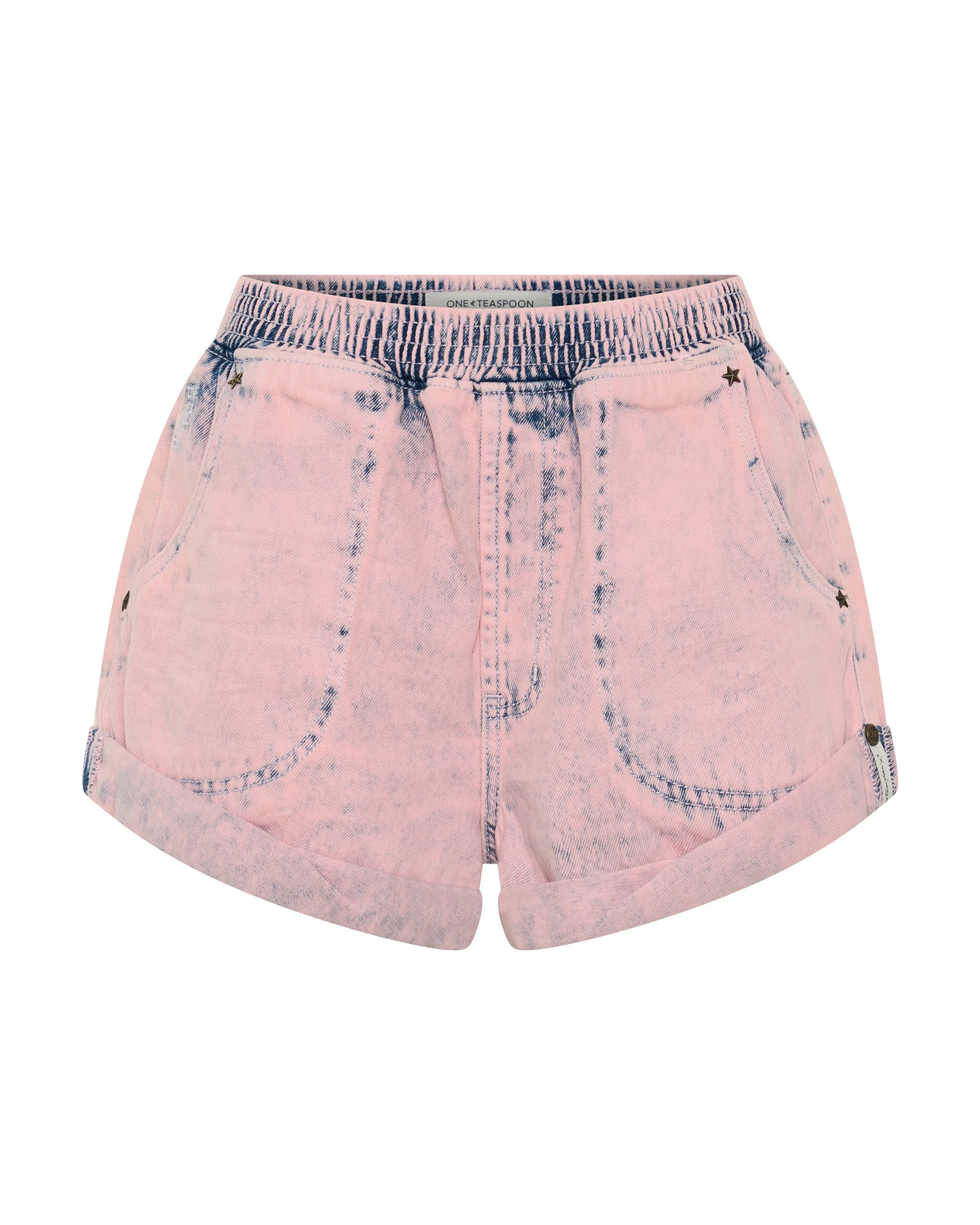 Hunters Mid Waist Boyfriend Elasticated Denim Shorts - Pink Haze - 1