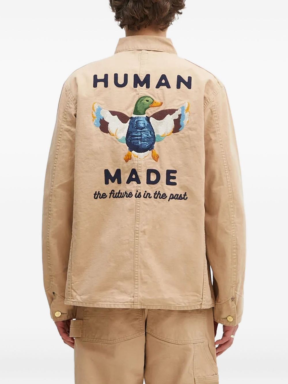 embroidered-logo shirt jacket - 3