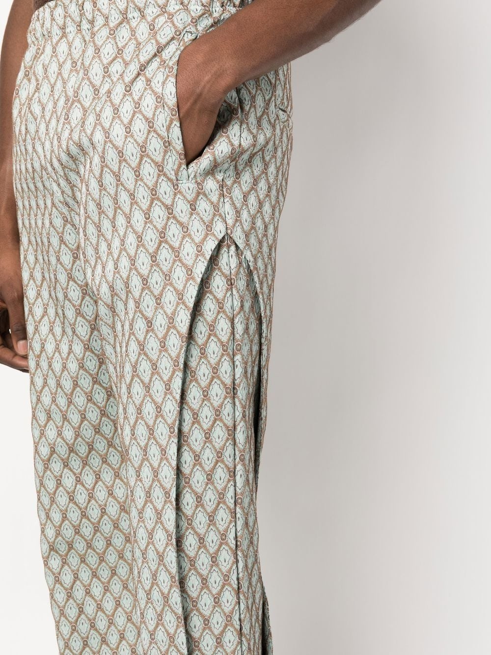 jacquard layered panel trousers - 5