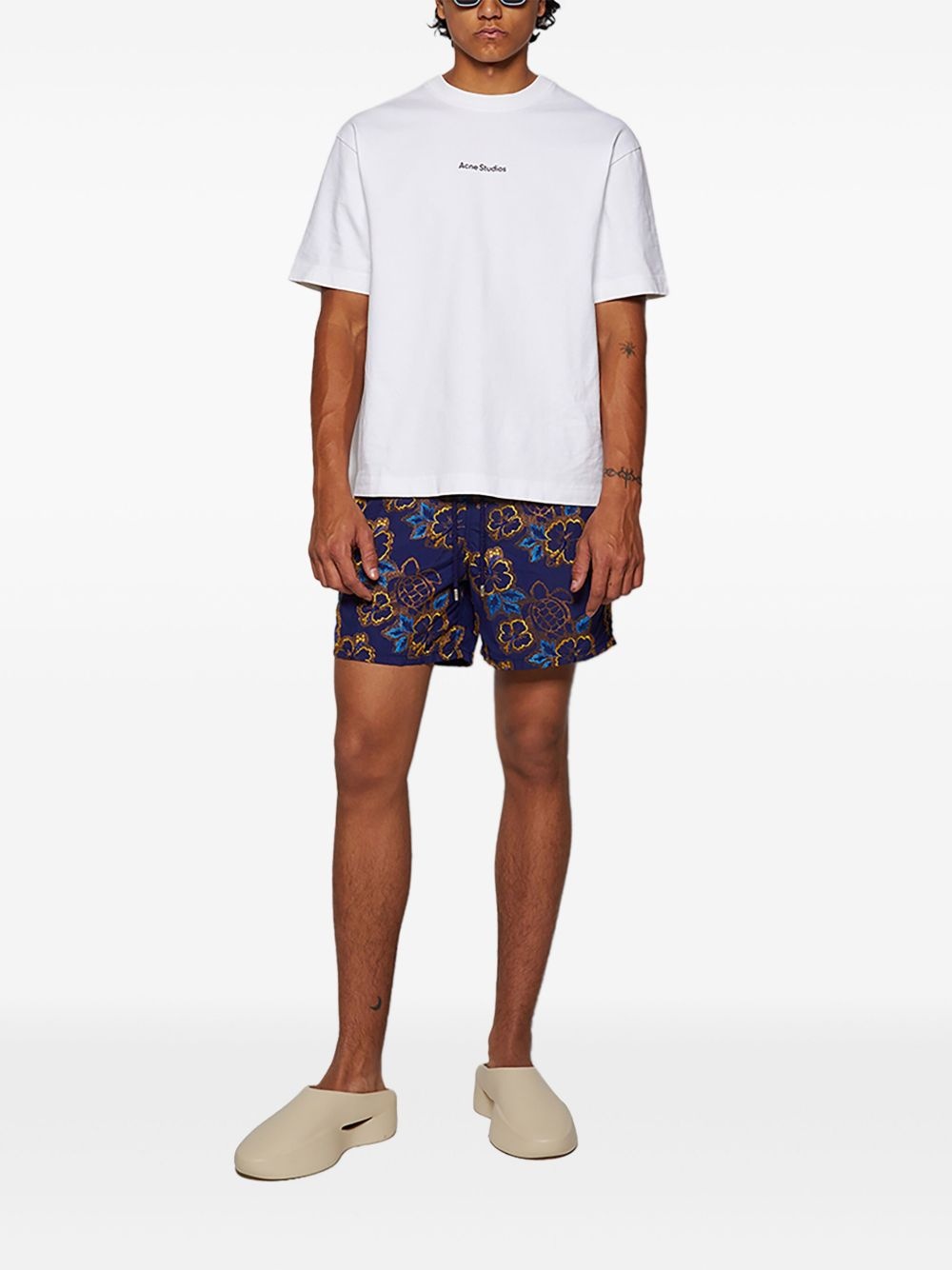 floral-jacquard swim shorts - 2
