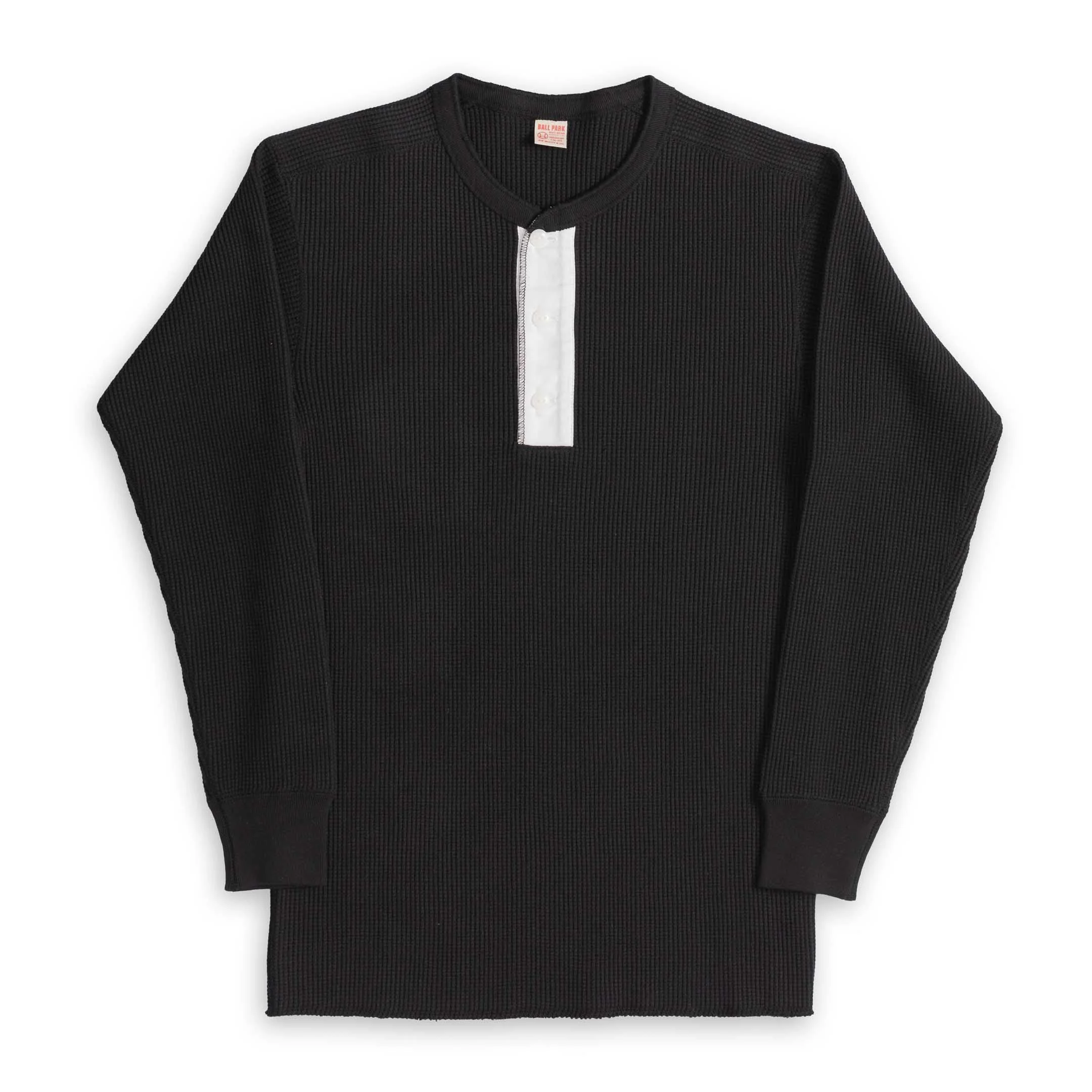The Real McCoy's Waffle Thermal Henley Undershirt Black - 1