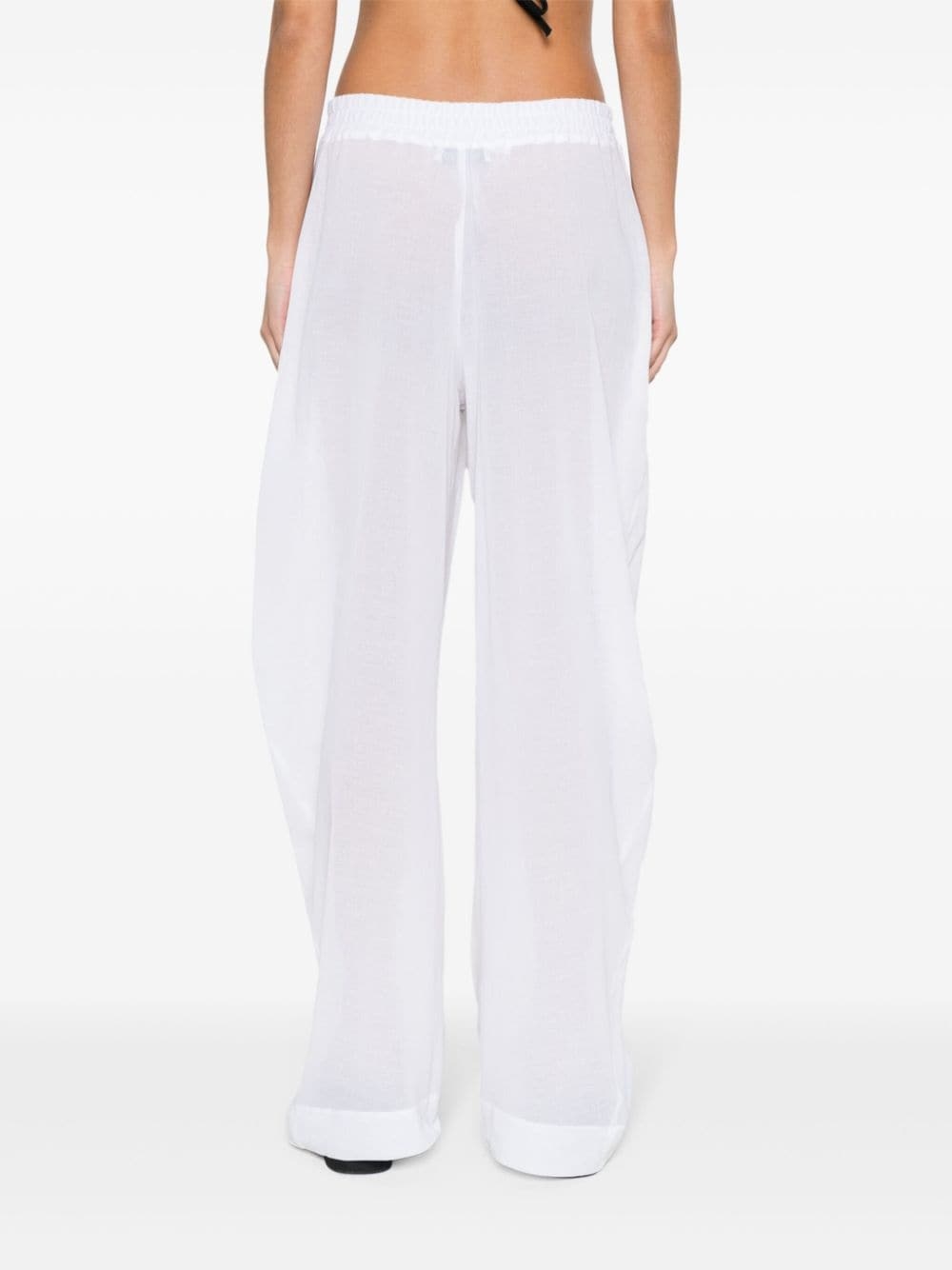 logo-embroidered cotton trousers - 4