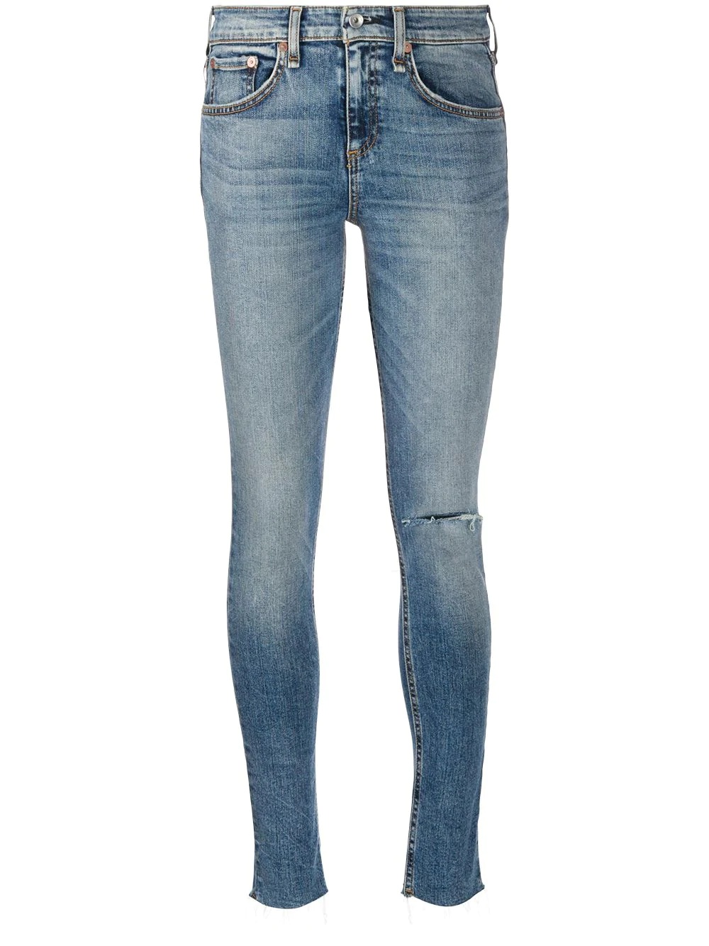 denim skinny distressed jeans - 1