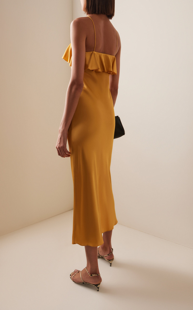 Exclusive Ruffled Silk-Satin Halter Slip Dress gold 4
