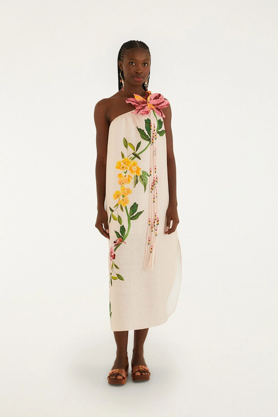 Pink Garden Terrace 3D One-Shoulder Maxi Dress - 1