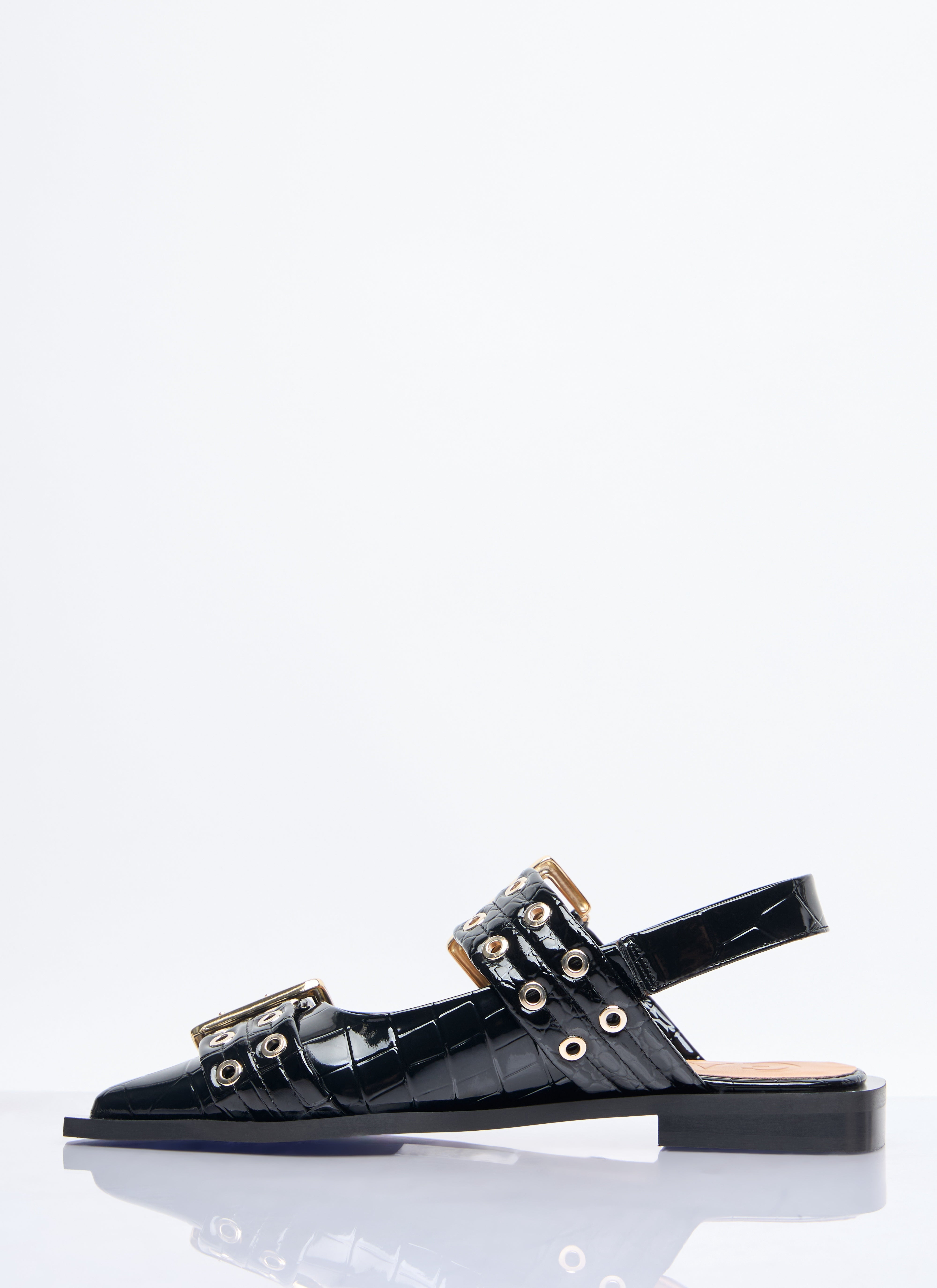 Ganni Women Feminine Buckle Ballerina Flats - 4