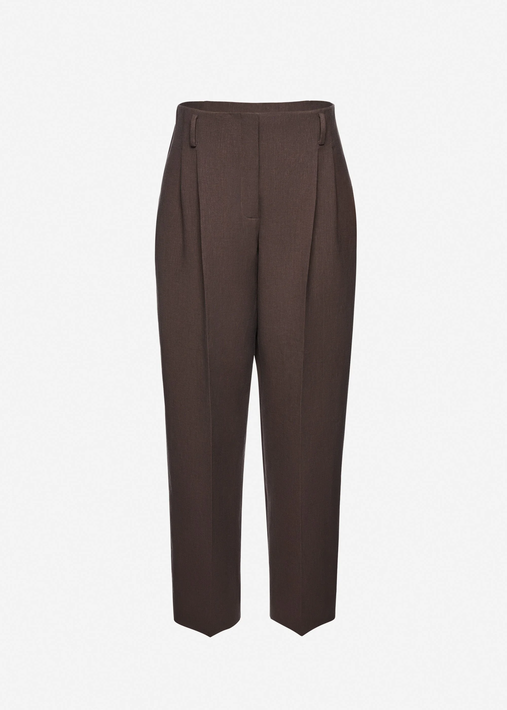 Tapered linen trousers in brown - 1