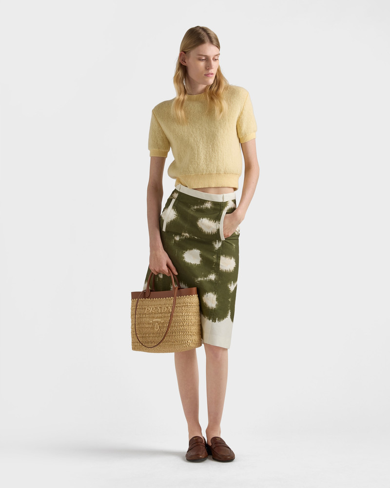 Prada Small crochet and leather tote bag outlook