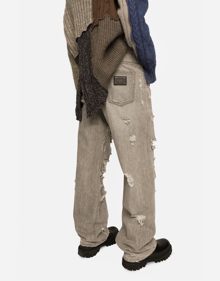 Washed oversize jeans with rips and abrasions - 5