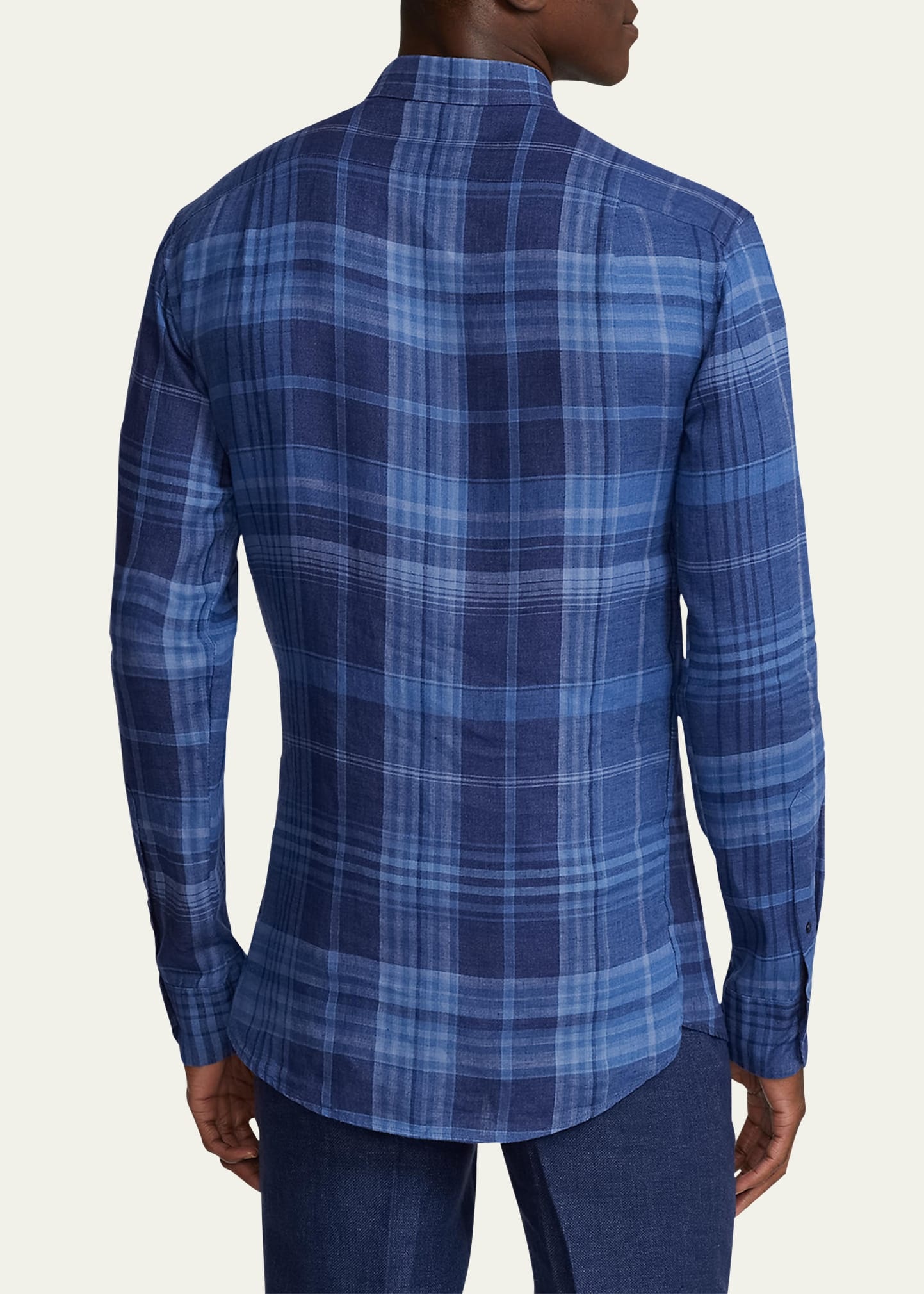 Men's Plaid Linen Sport Shirt - 3