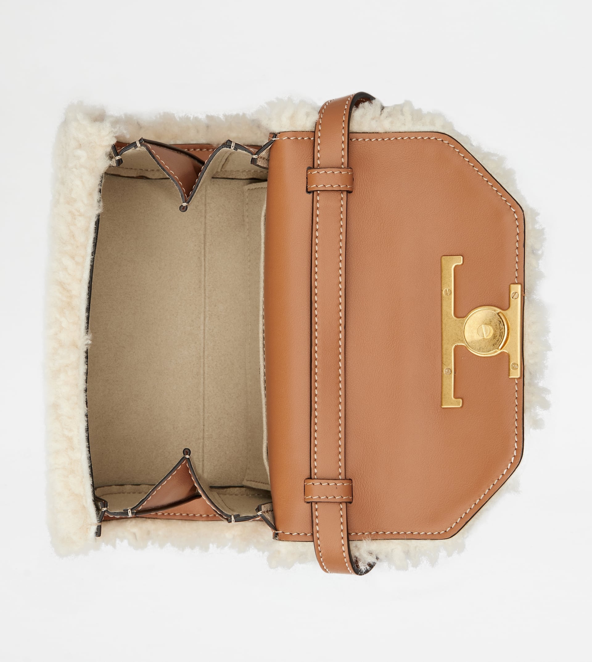 T TIMELESS CROSSBODY BAG IN DENIM AND SHEEPSKIN MICRO - OFF WHITE, BLUE - 6
