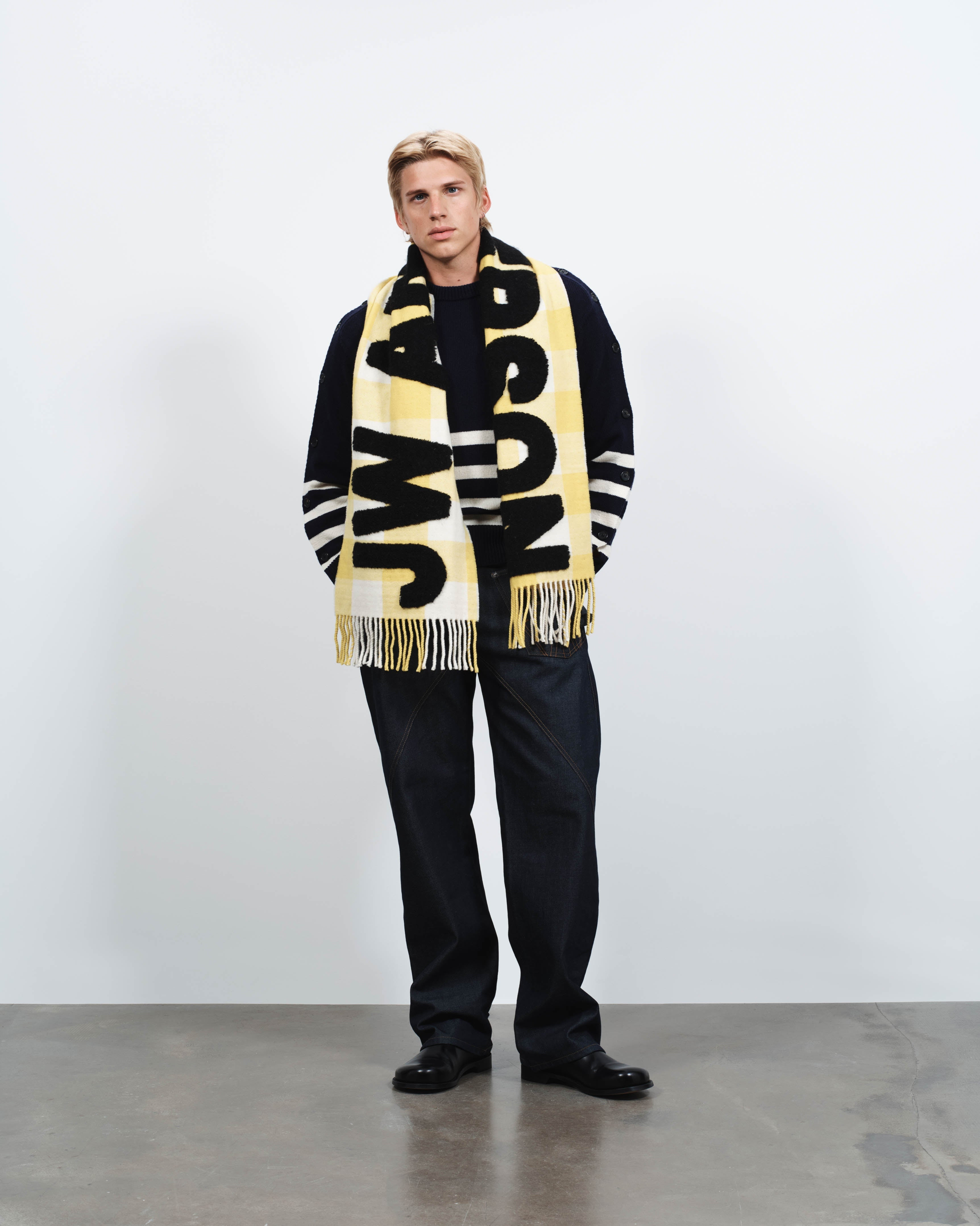 CHECKERED LOGO SCARF IN YELLOW - 3