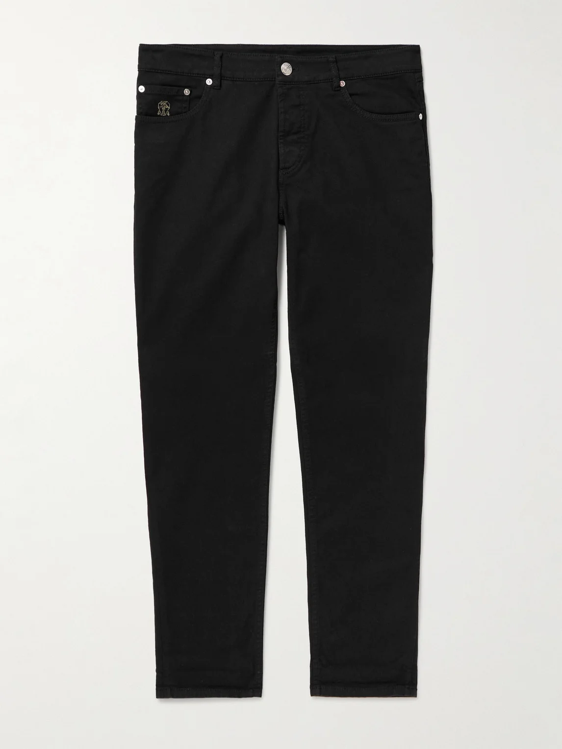 Slim-Fit Straight-Leg Logo-Embroidered Jeans - 1