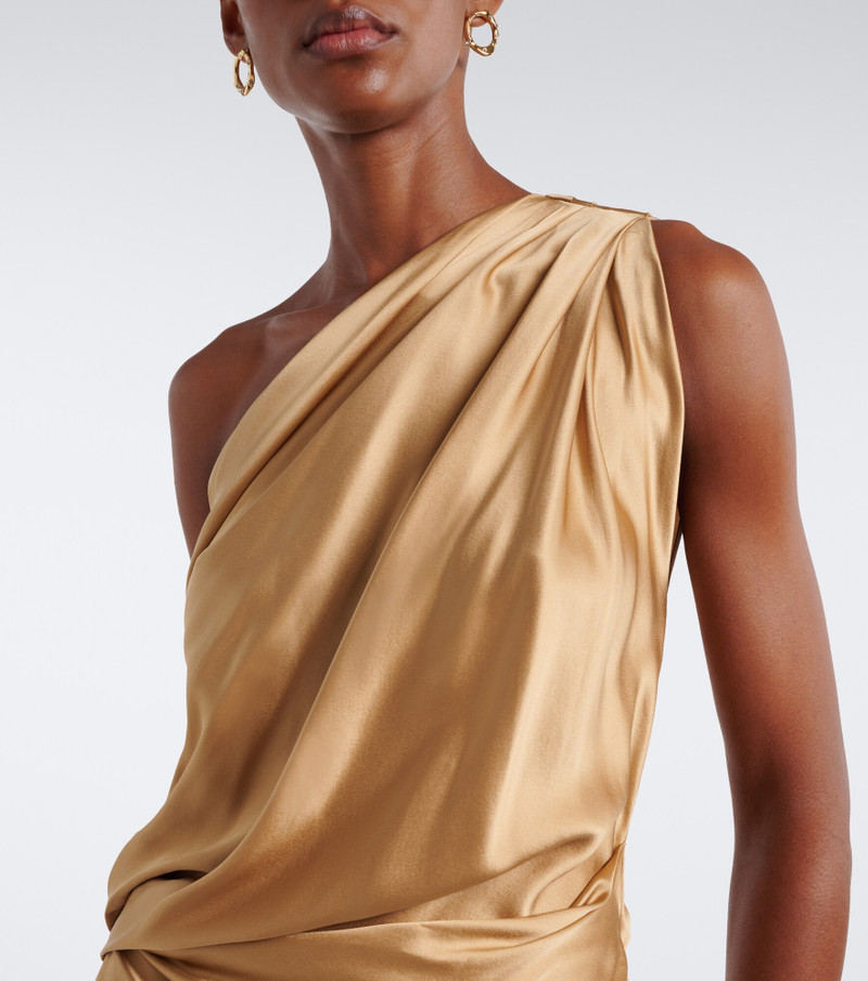 One-shoulder draped silk satin gown 3