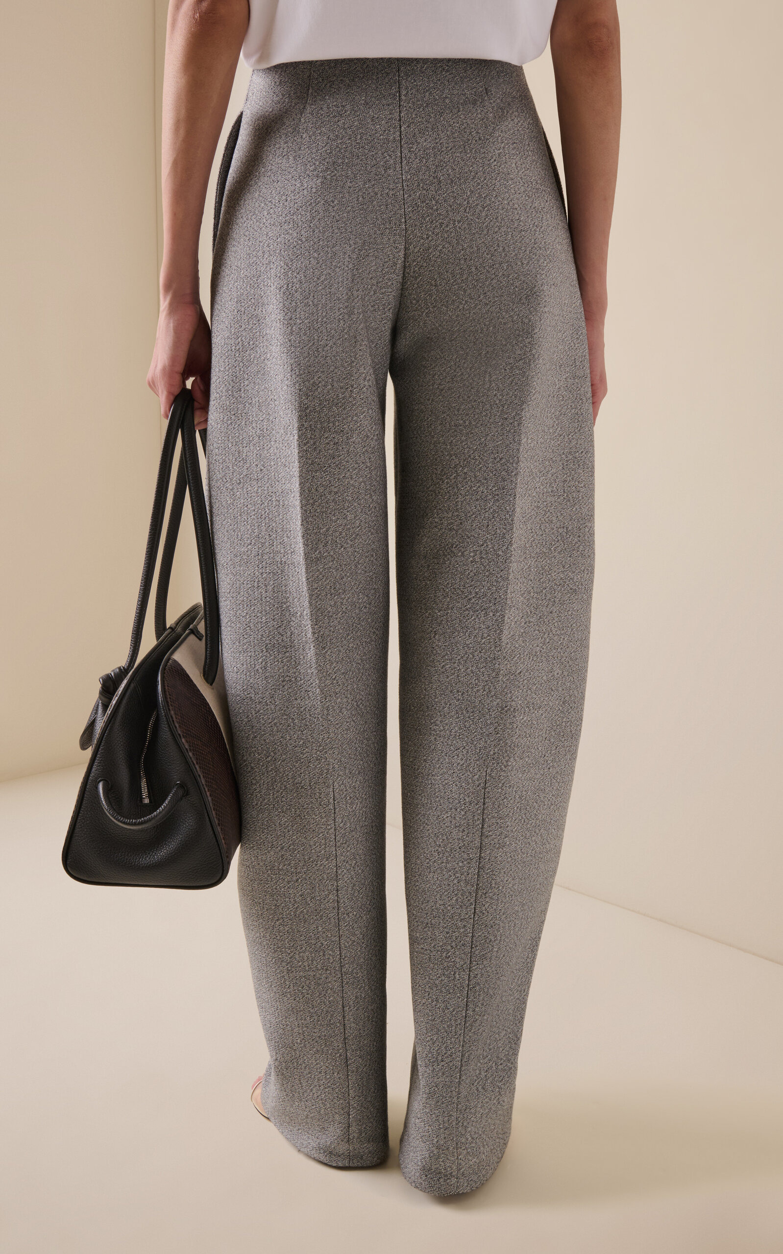 Curvo High-Rise Cotton-Blend Straight-Leg Pants grey - 4