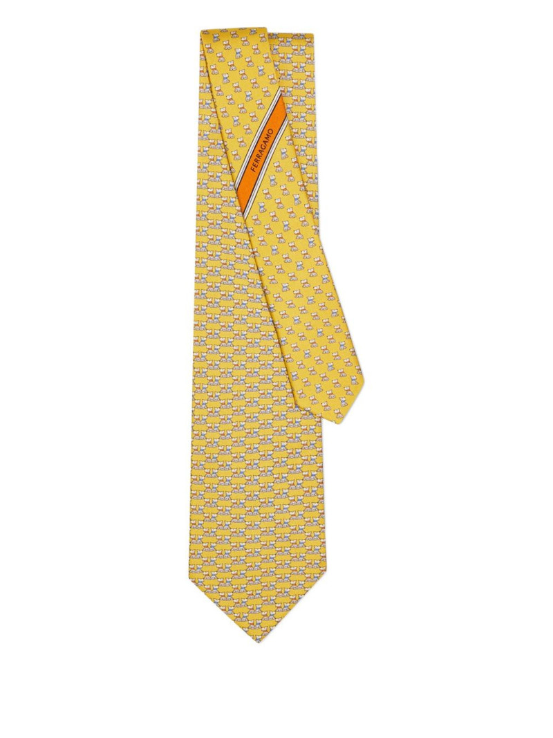 FERRAGAMO terrier print silk tie outlook