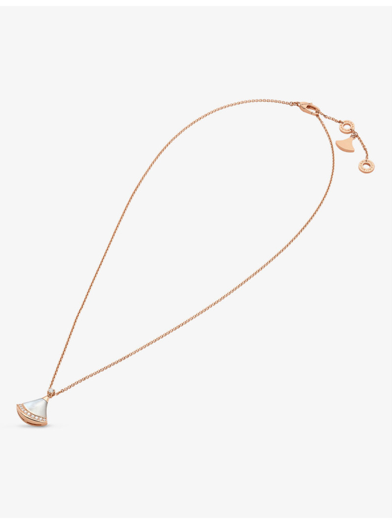 BVLGARI Divas Dream 18ct rose-gold, 0.13ct brilliant-cut diamond and mother-of-pearl pendant necklace outlook