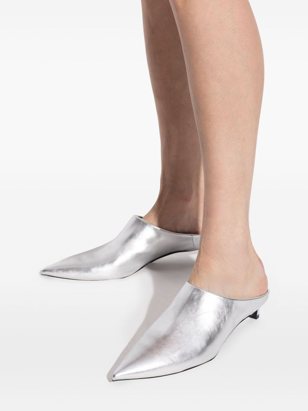metallic-leather pointed-toe mules - 4