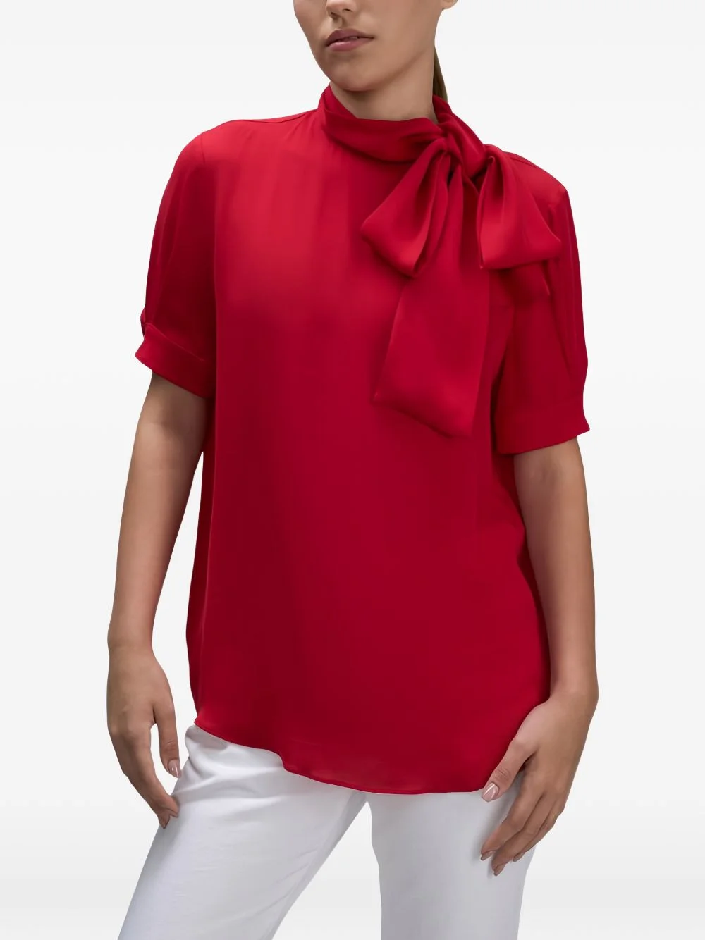 bow-detail silk-georgette blouse - 1