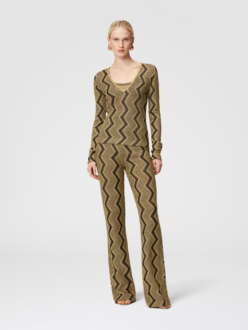 Missoni Flare trousers in zig zag lamé viscose outlook