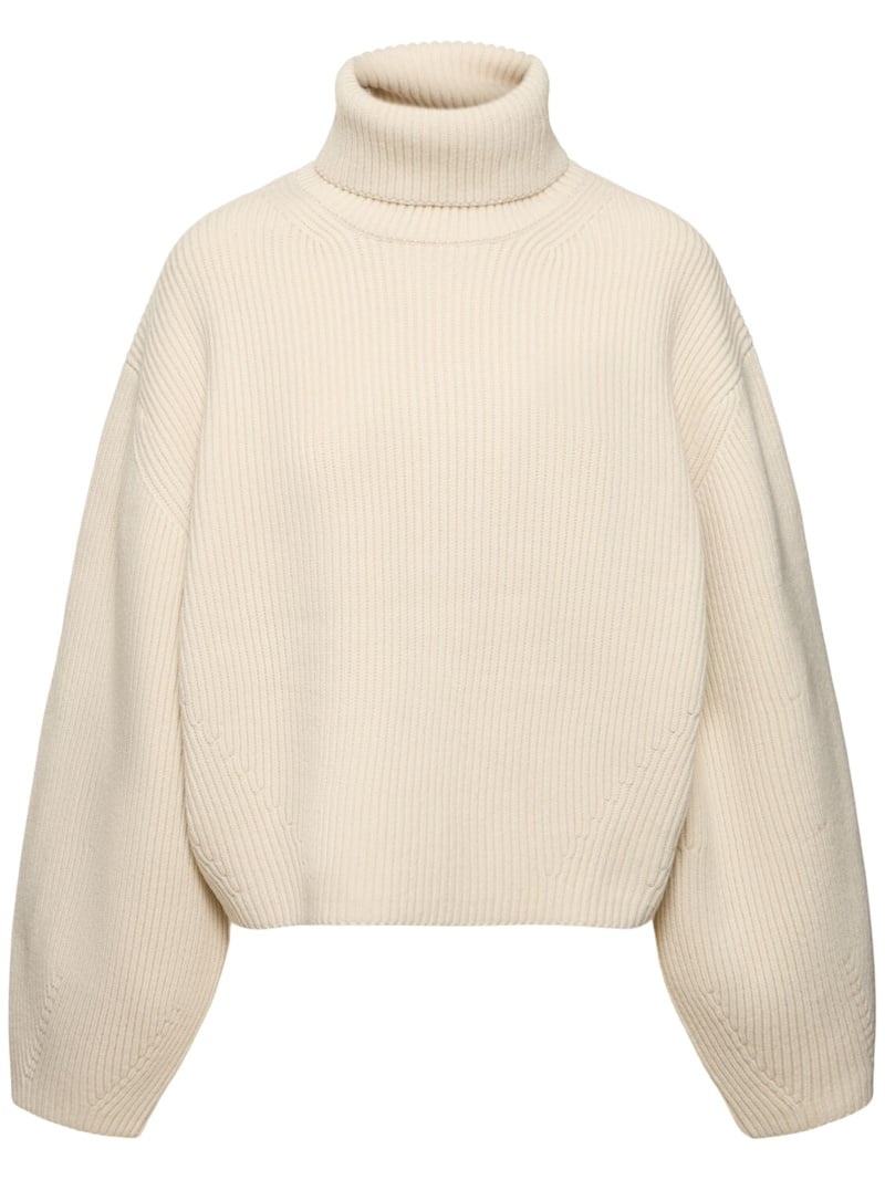 Ribbed wool blend turtleneck sweater - 1