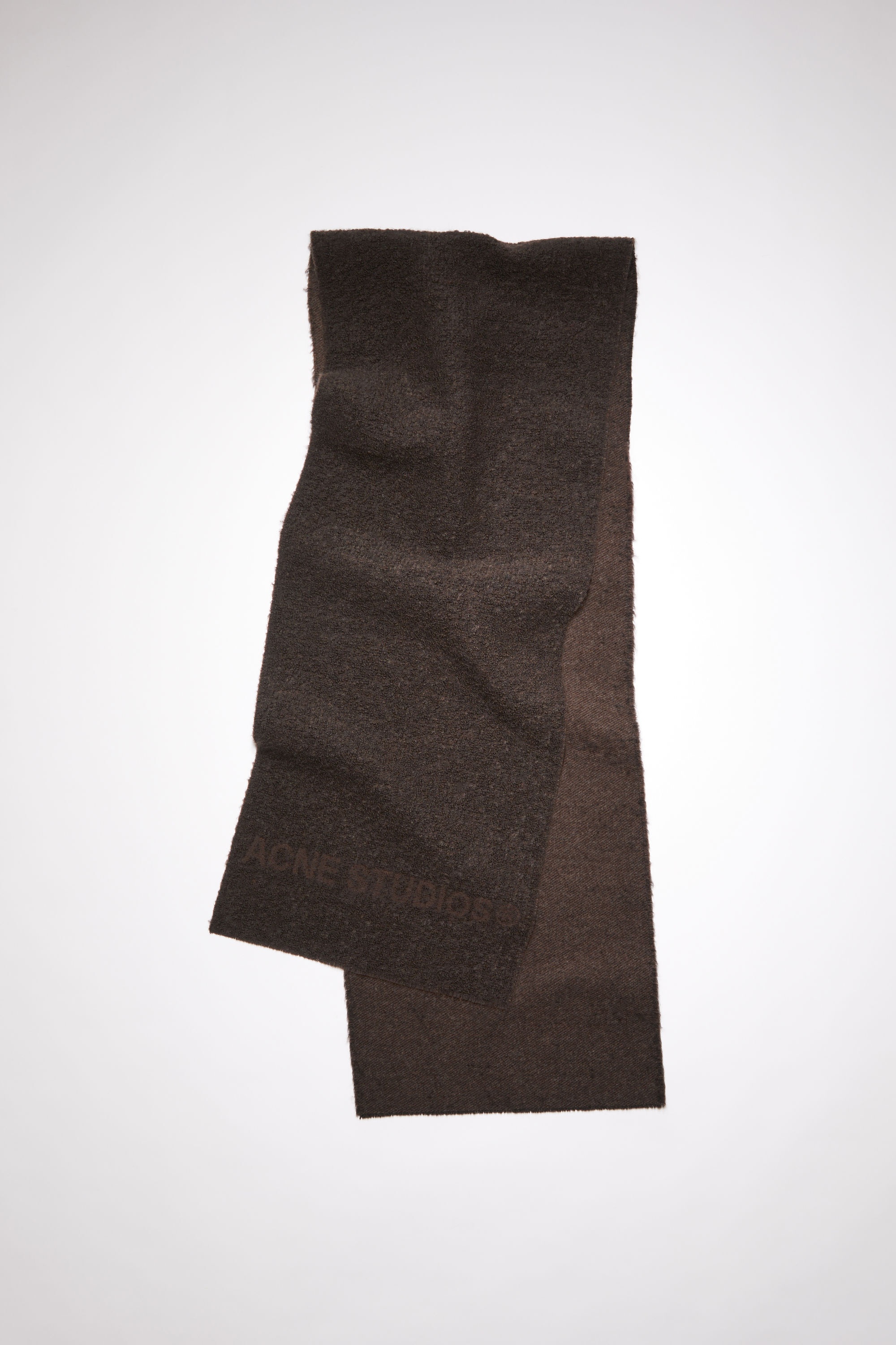Logo wool-blend scarf - Chocolate brown - 1