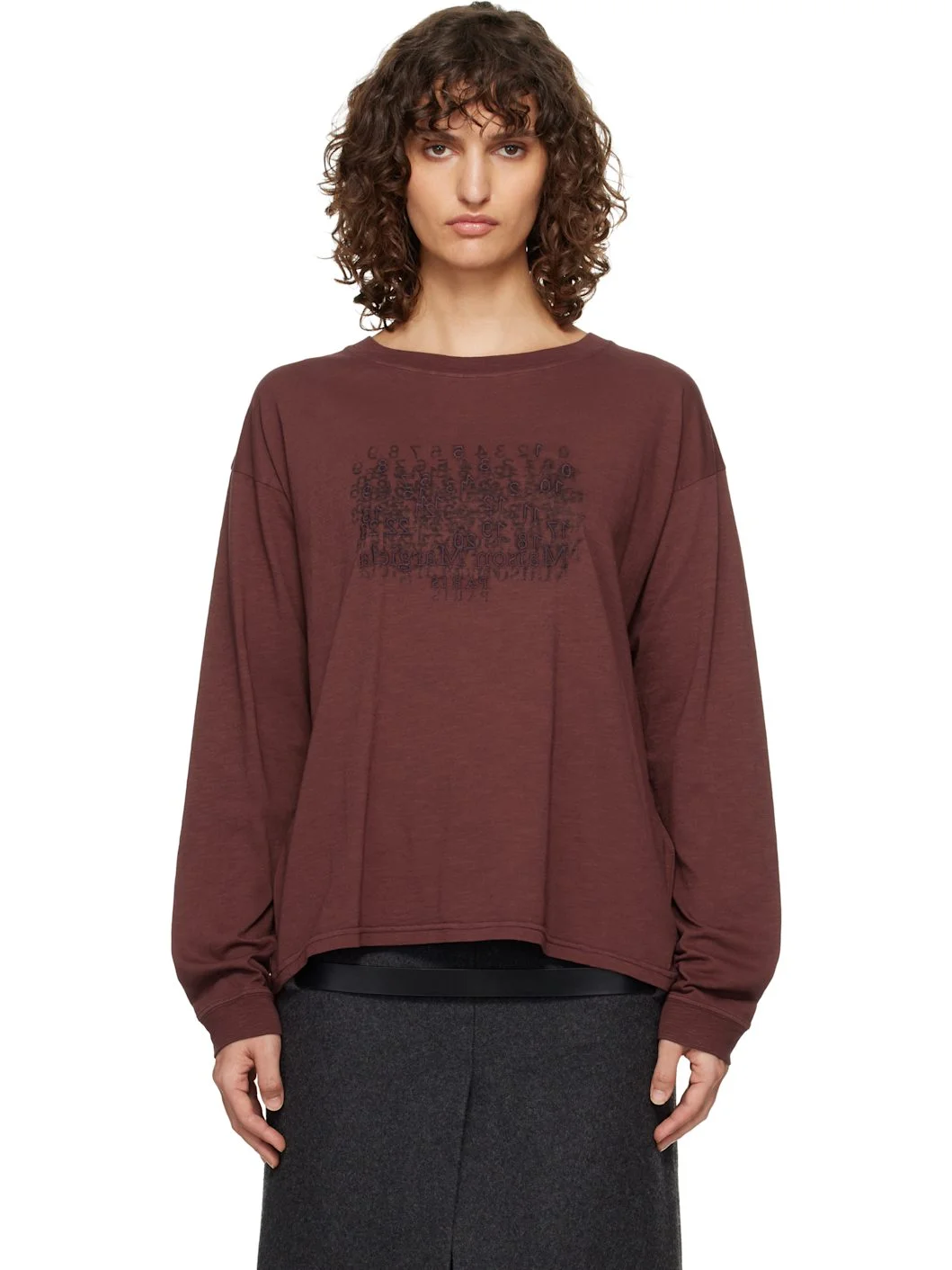 Burgundy Cotton Numerical T-shirt - 1