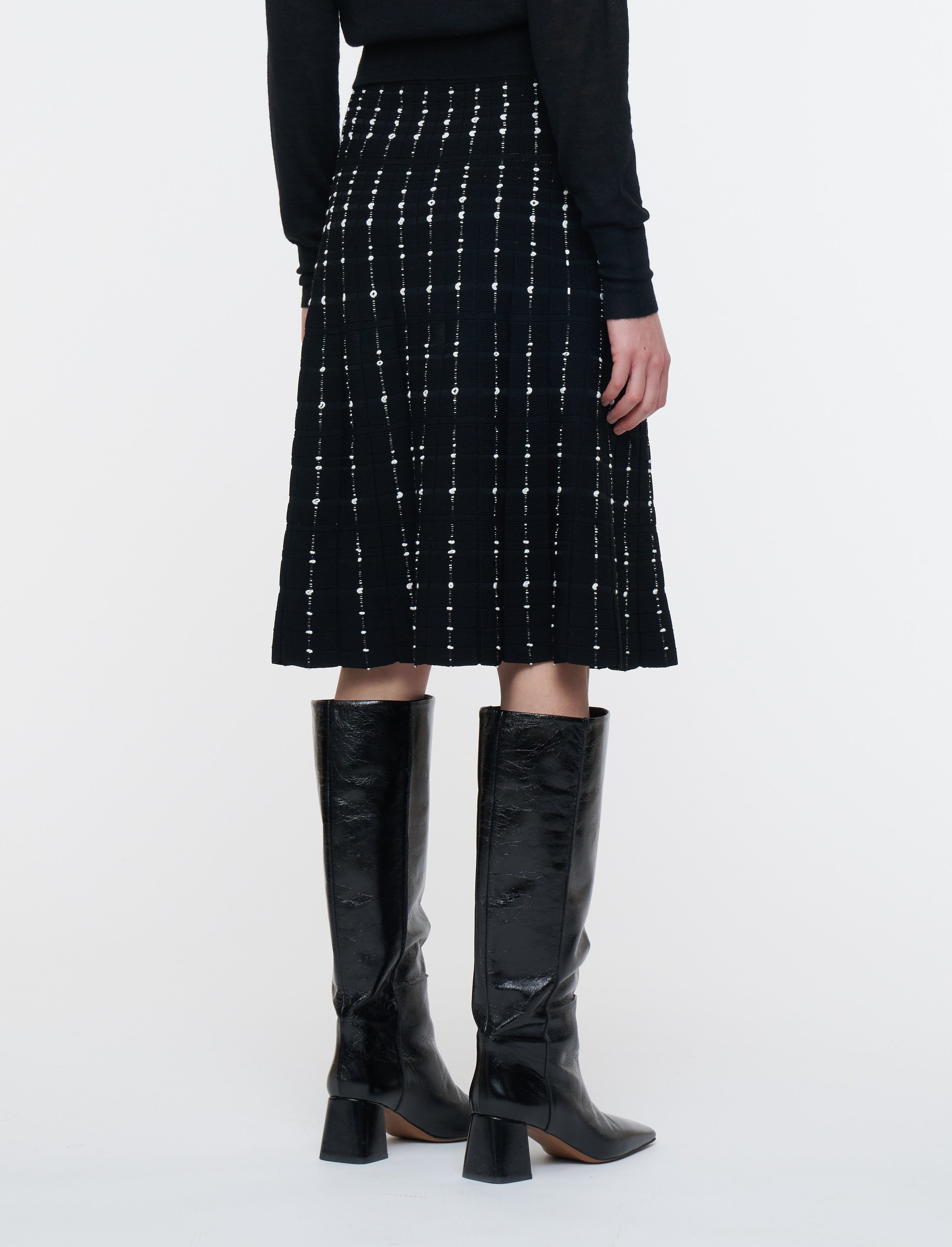Fragmented Stripes Knee Length Skirt - 4