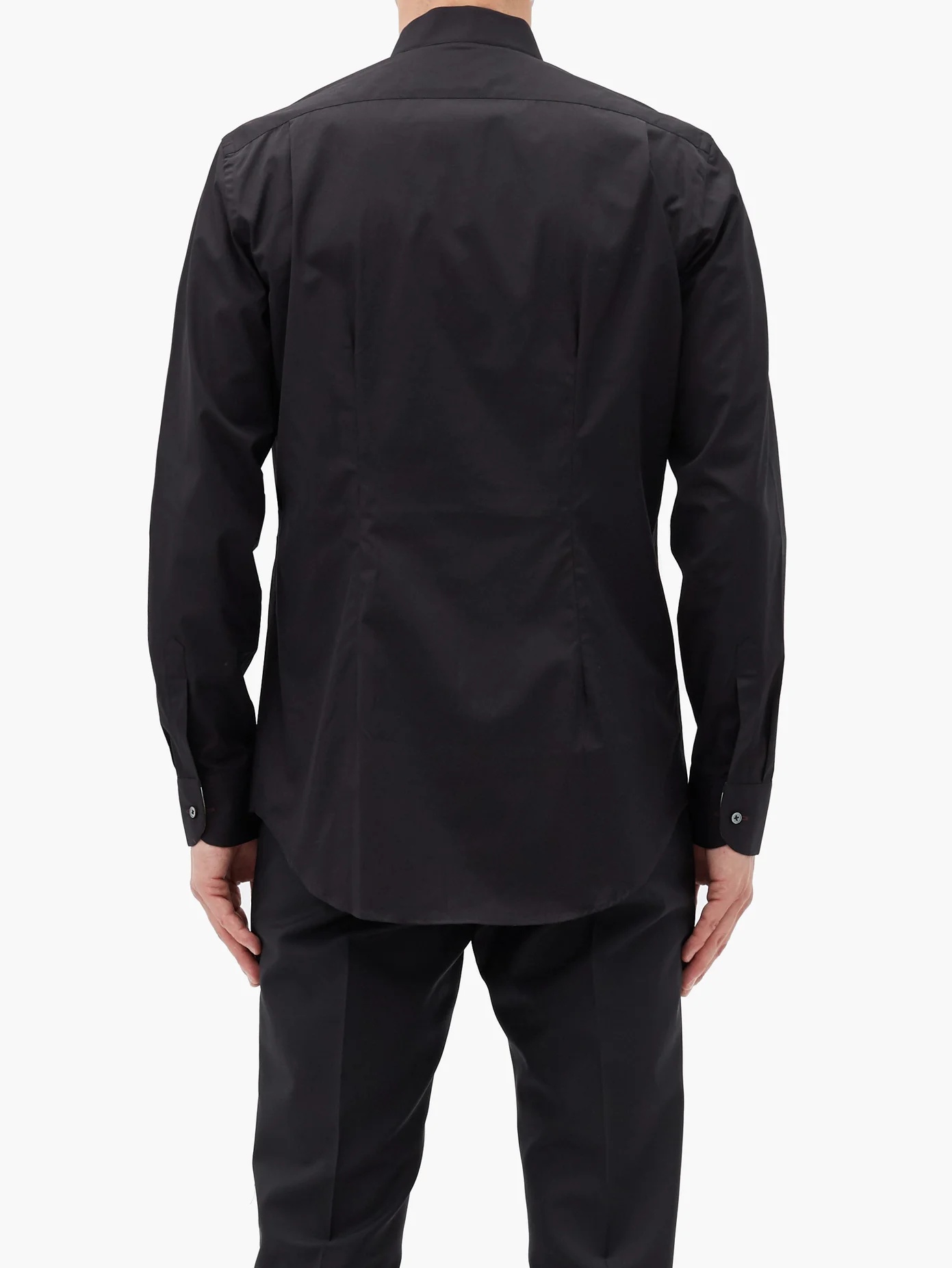 Knife-pleated plastron cotton-poplin tuxedo shirt - 5