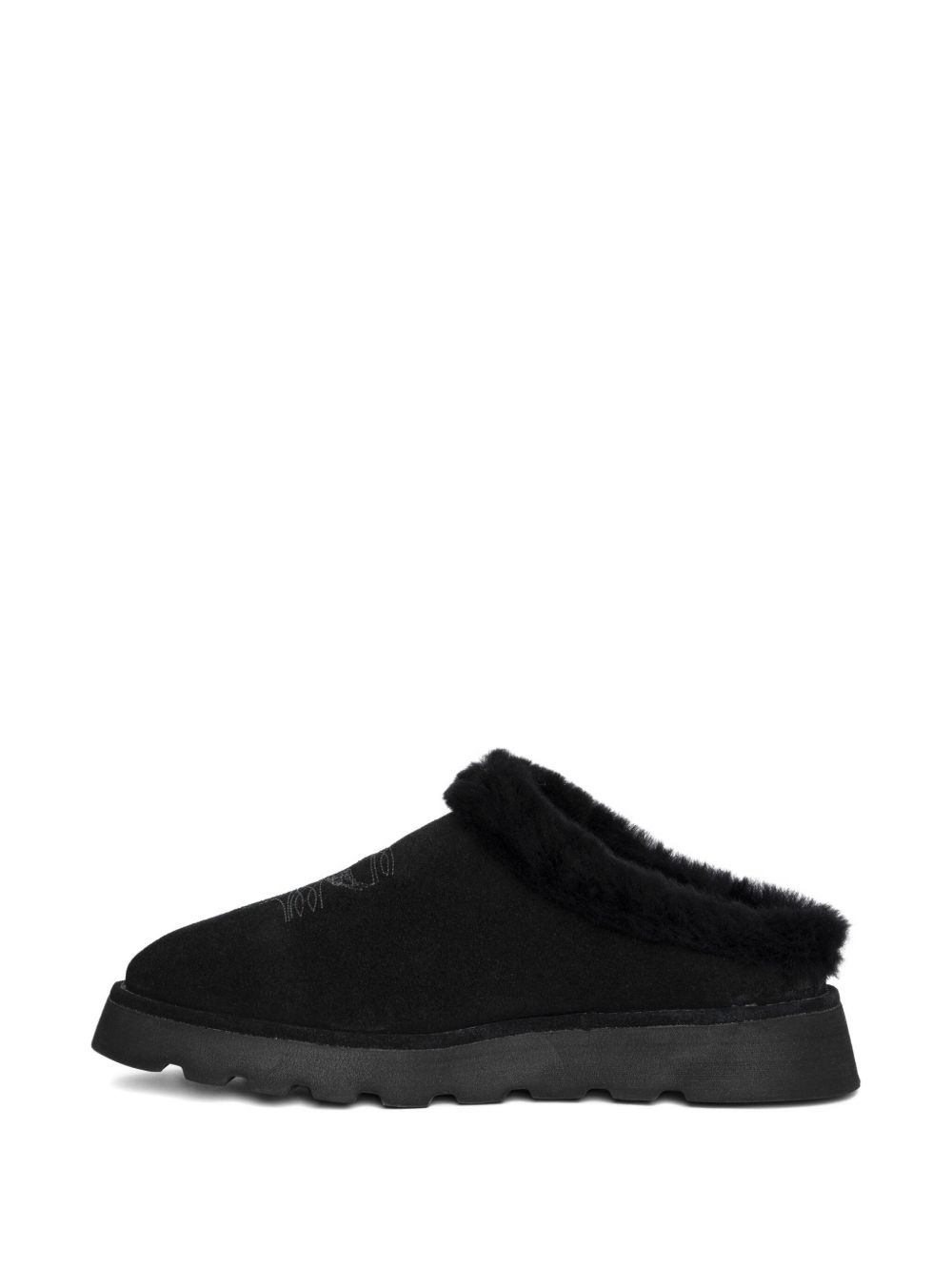 embroidered shearling mules - 4