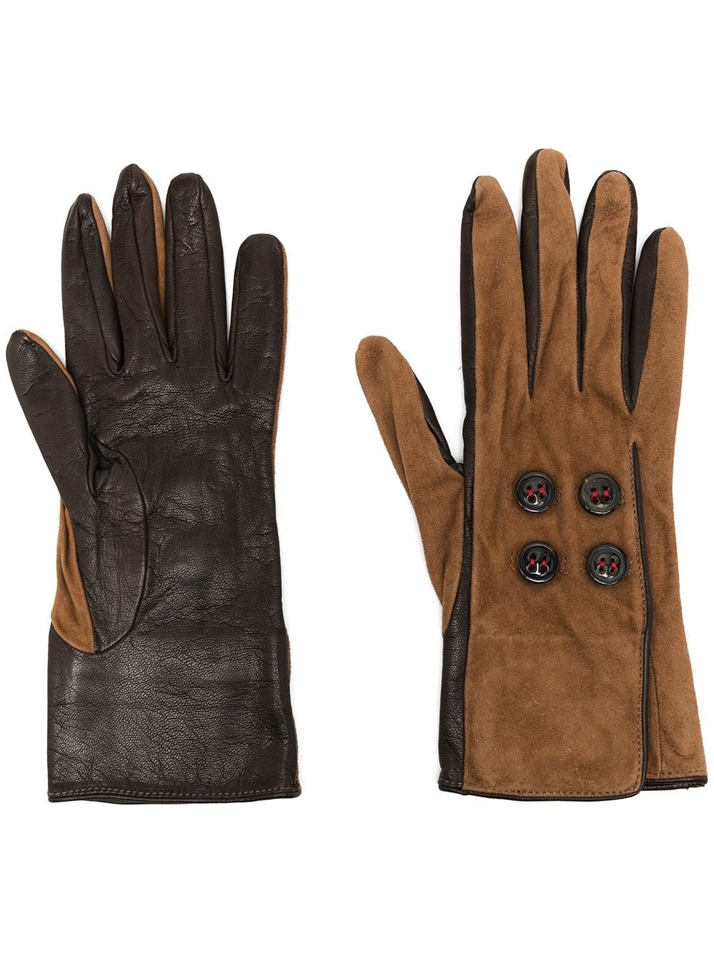 buttoned two-tone gloves - 1