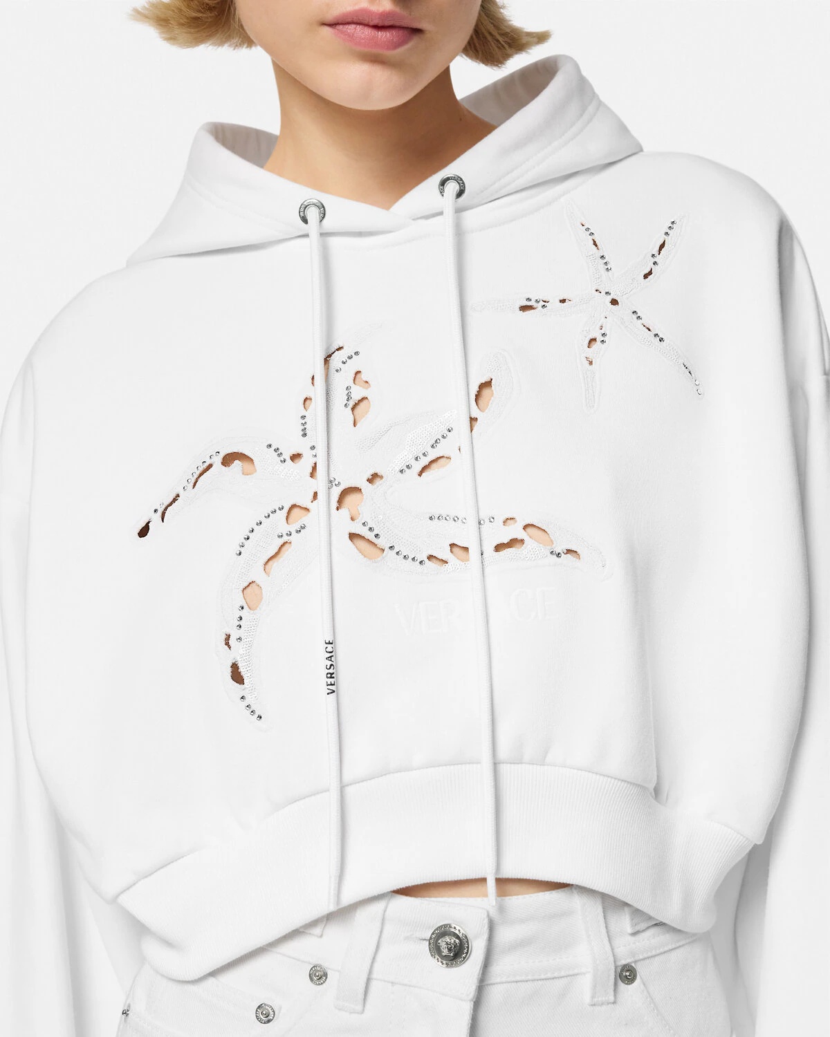Embroidered Crop Hoodie - 3