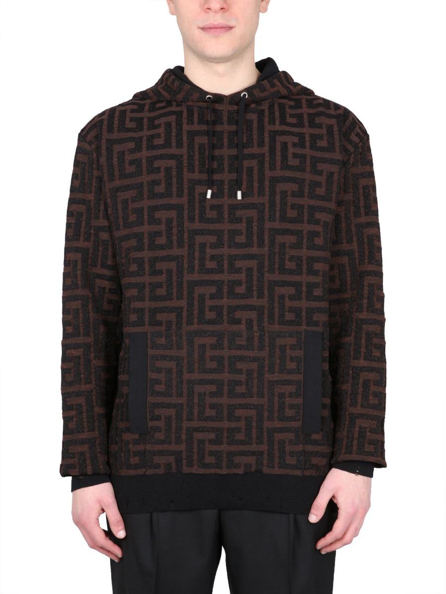 BALMAIN SWEATSHIRT WITH MAXI MONOGRAM - 1