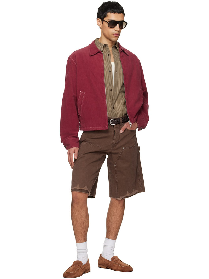 Tonywack Red Garment Dyed Corduroy Zip Jacket outlook