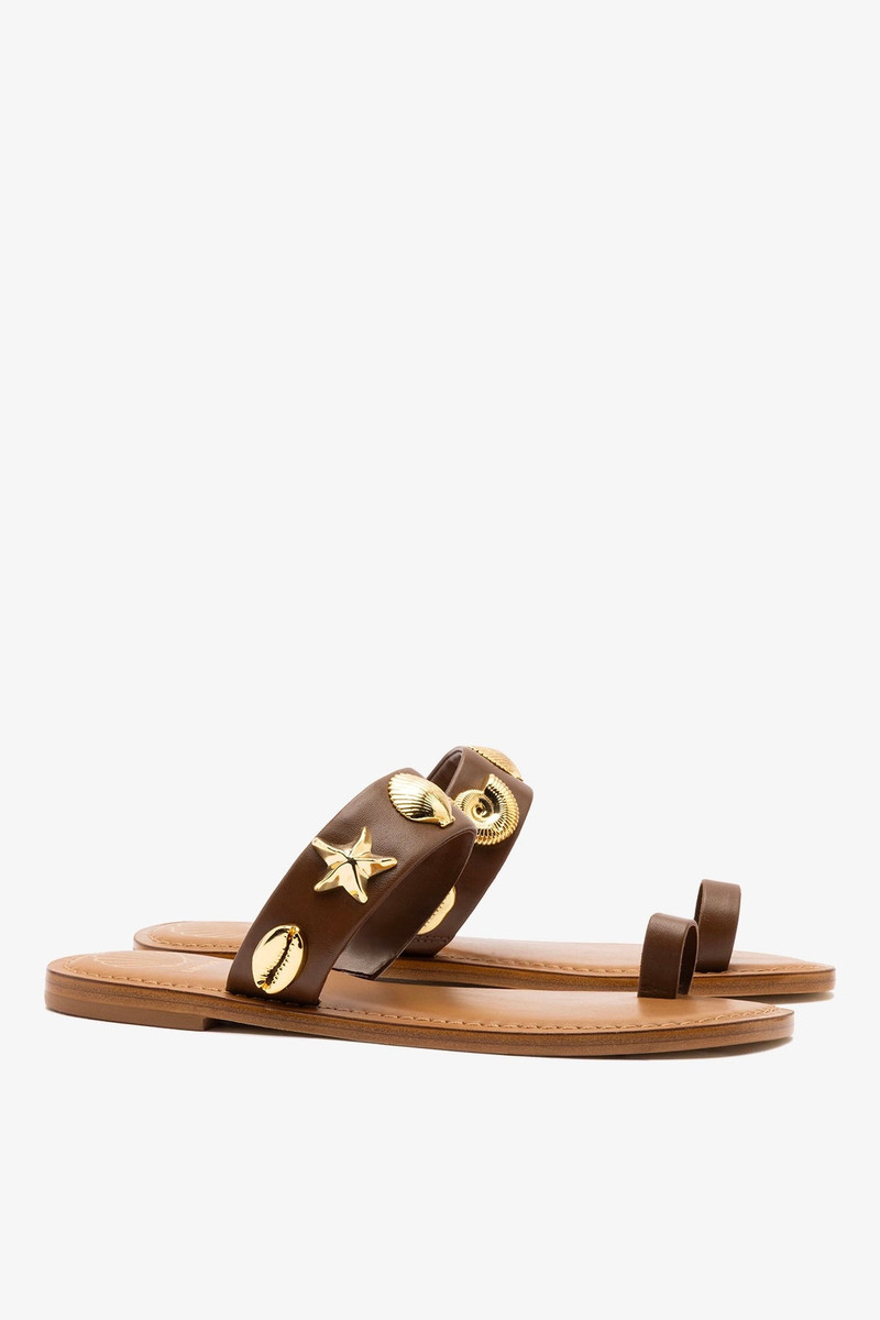 Madison Thong Sandal In Burnt Umber Leather 3