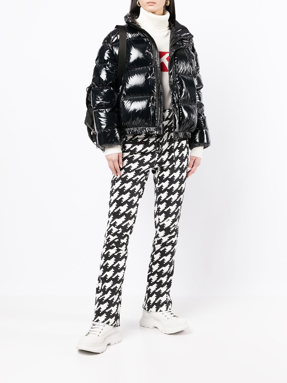 houndstooth flared trousers - 2
