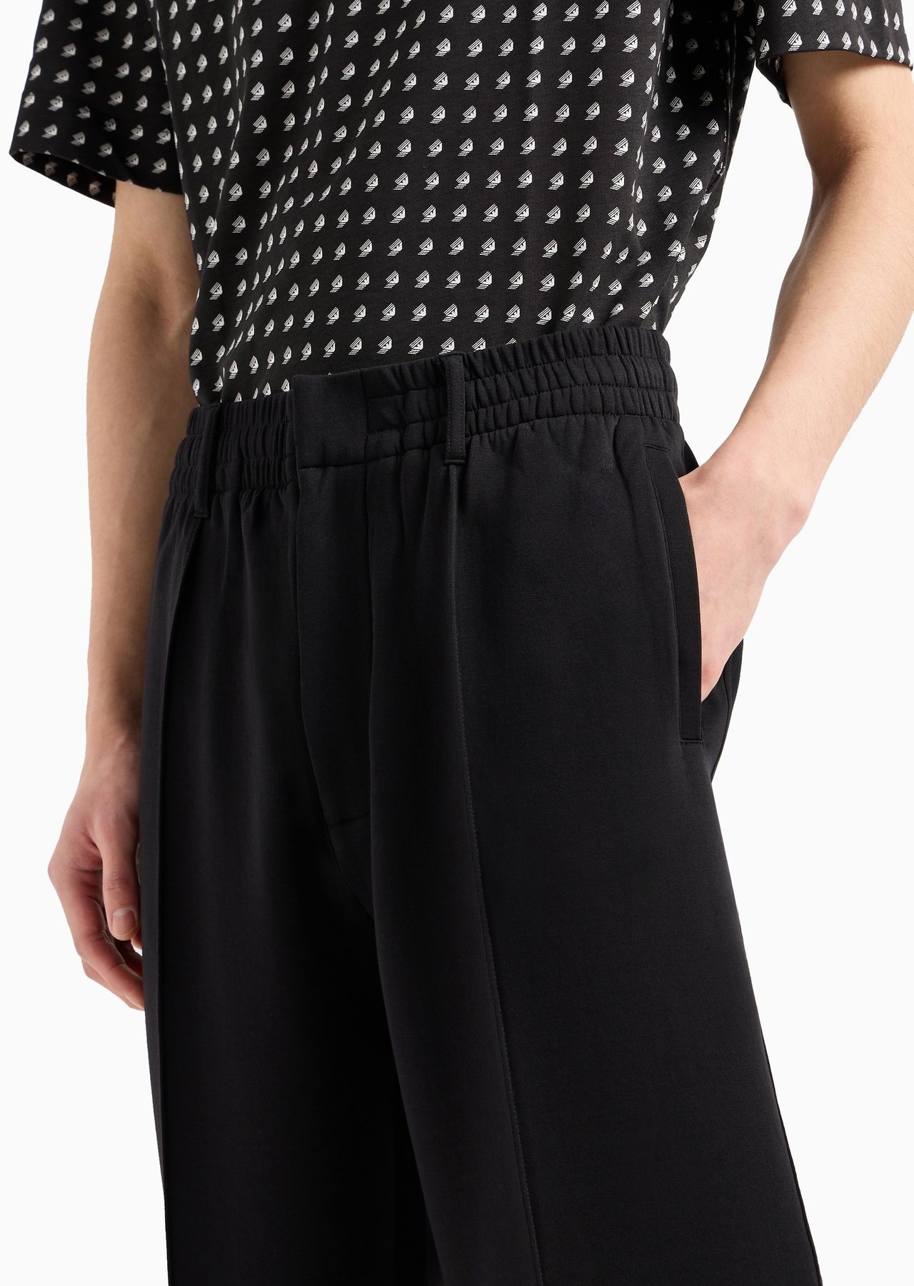 Double-jersey trousers with crease and stretch ankle cuffs - 5